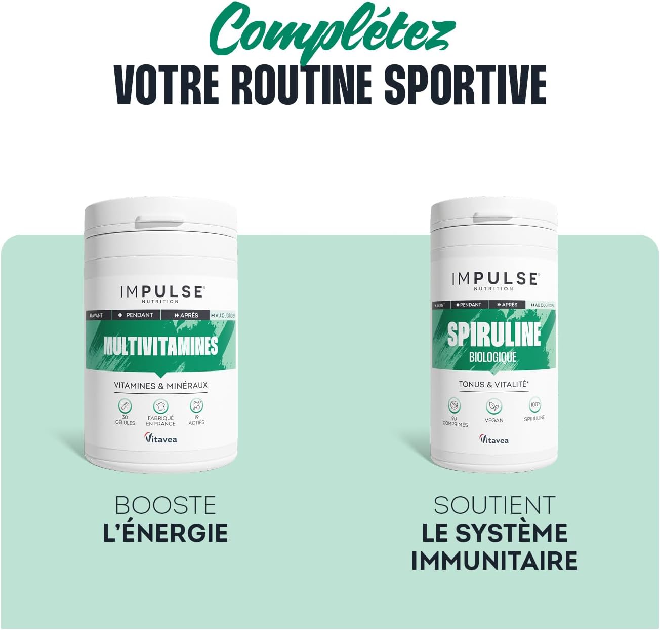 Multivitamins - Energy, Immunity & Vitality - Vitamins C, D, B12, B6 - Food Supplement 12 Vitamins & 7 Minerals - Vegan - 30 Day Cure - Made in France IMPULSE NUTRITION - Image 7