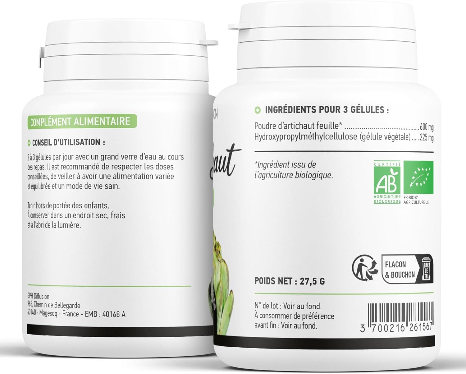 Organic Leaf Artichoke 200 mg - 100 Vegetable Capsules - Image 3