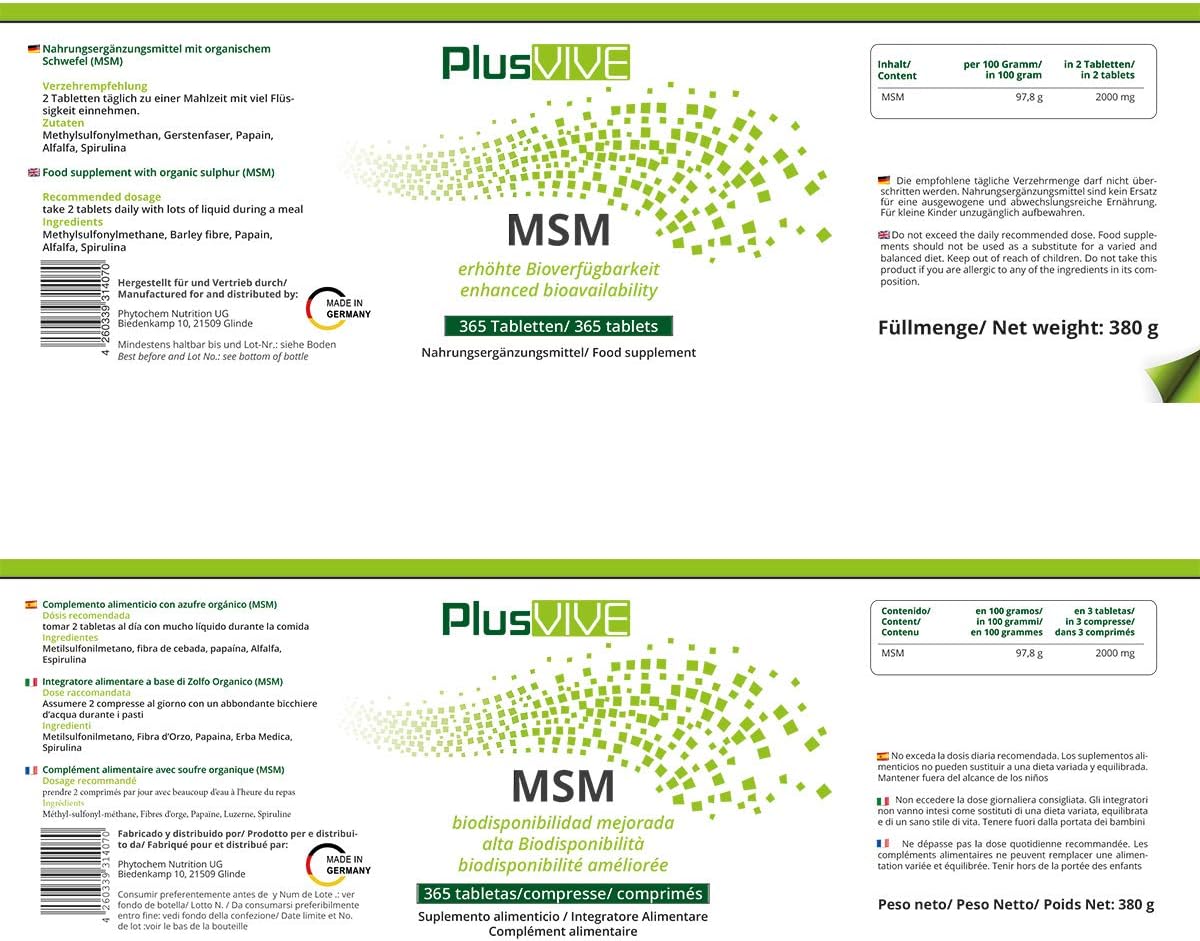 Plusvive - 365 MSM capsules with bioavailability matrix, (1000 mg) - Image 4