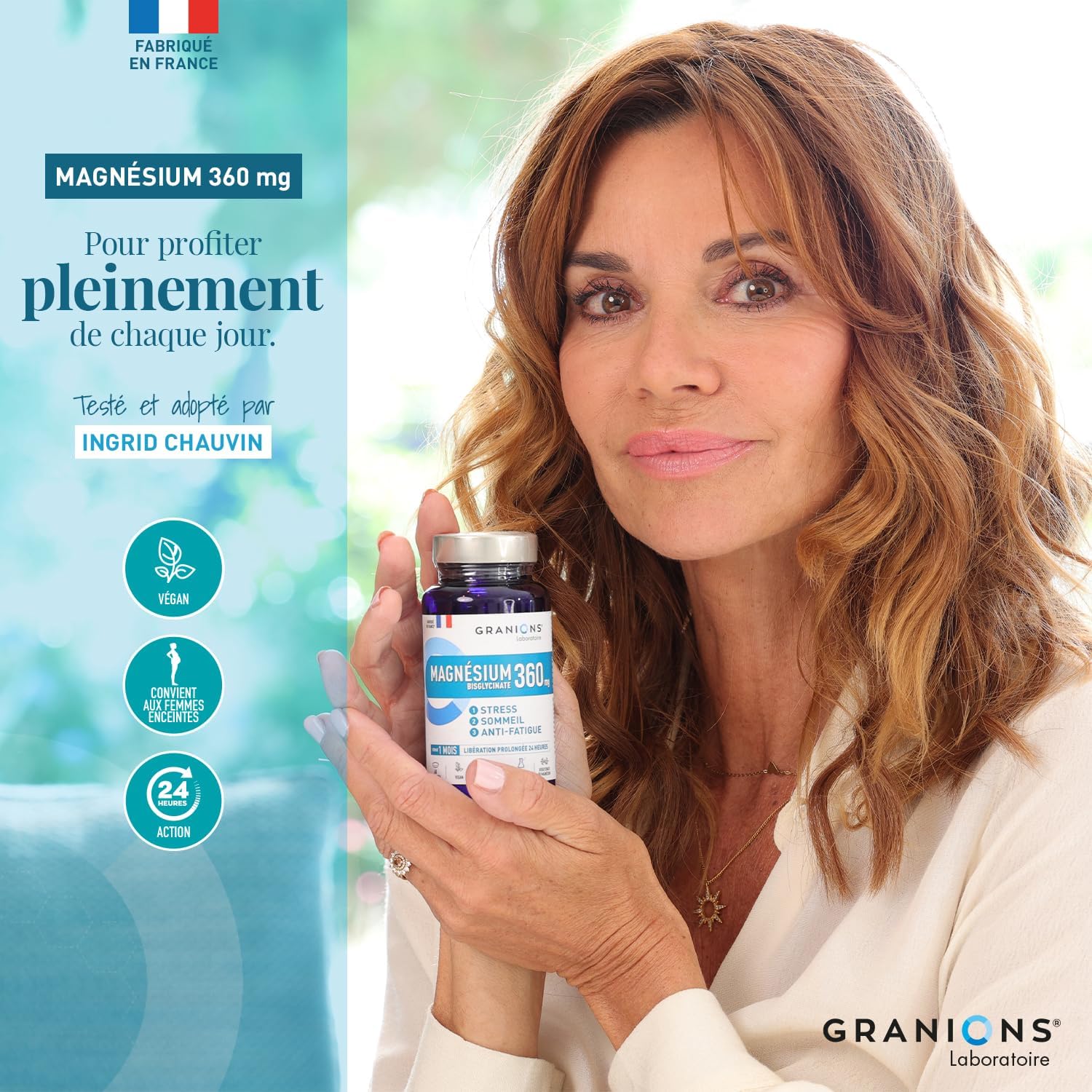 Magnesium Bisglycinate 360 MG - GRANIONS - Strong Dosage Magnesium + Vitamin B6 - Anti-Stress Adult - Magnesium Bisglycinate 360 MG - Stress Fatigue - Magnesium 60 Tablets - Made in France - Image 8