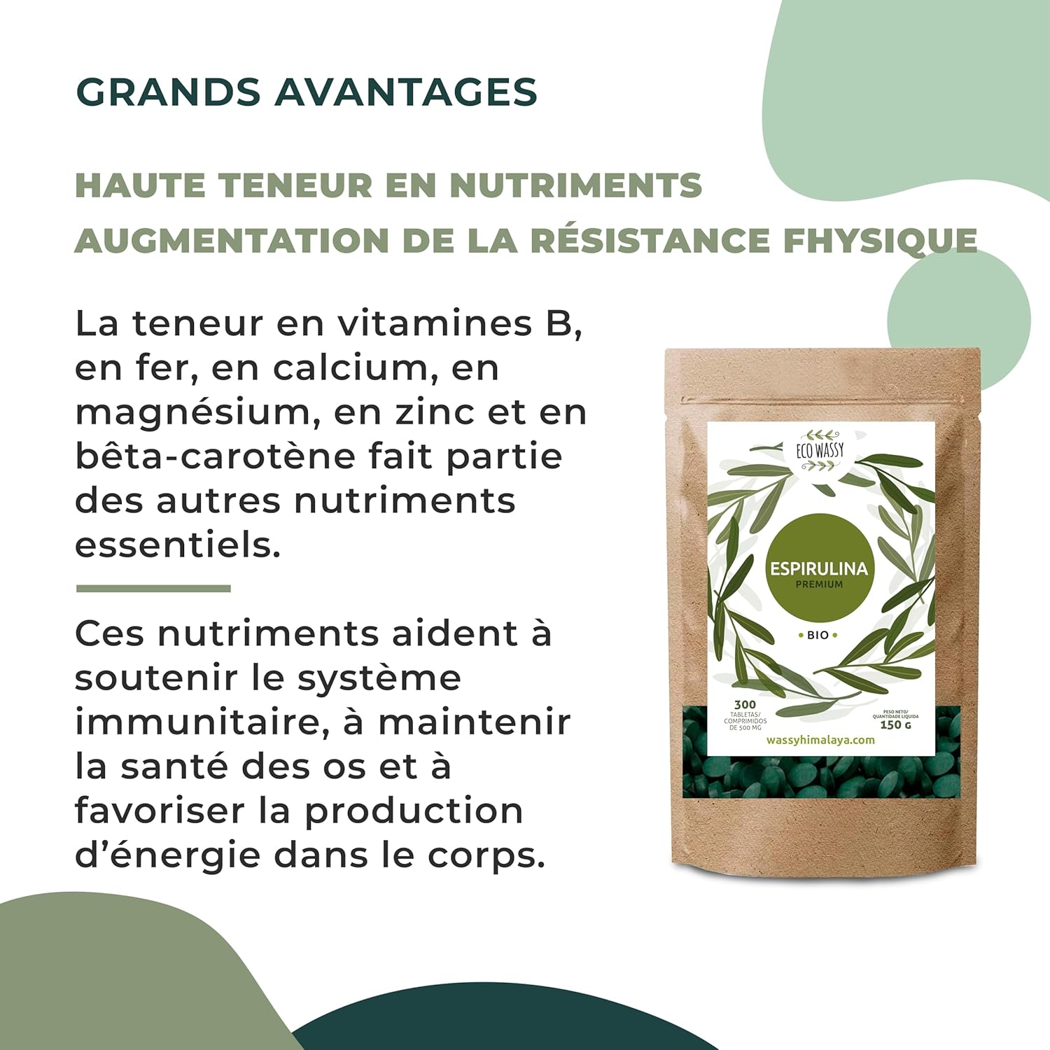 Organic Spirulina Tablets. 3000mg > Maximum Dose. (300 units) 100% Algae Spirulina Maximum Purity Antioxidant. Natural & No Additives | Detox/Satiant/Vegan. Superfood Pill. - Image 4