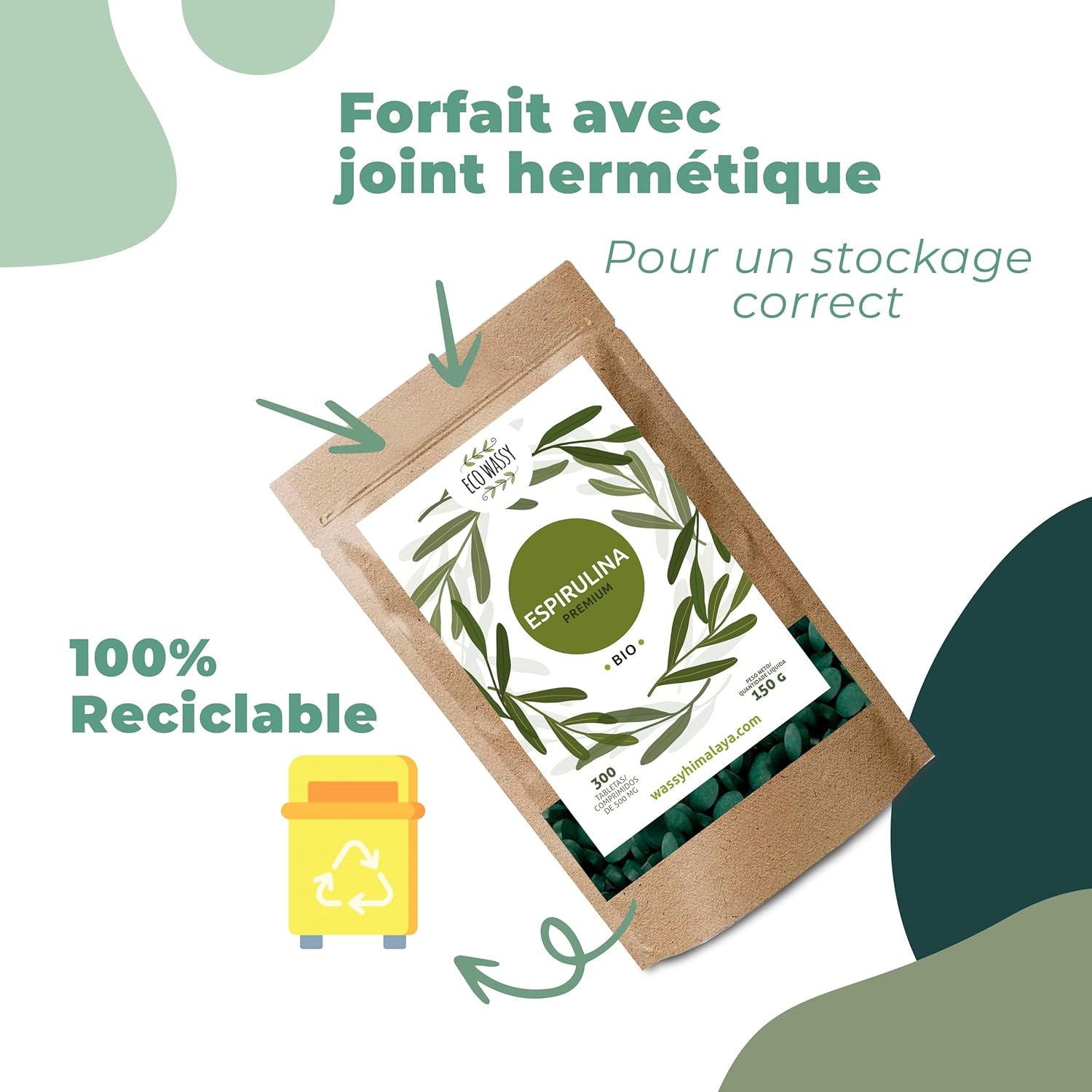 Organic Spirulina Tablets. 3000mg > Maximum Dose. (300 units) 100% Algae Spirulina Maximum Purity Antioxidant. Natural & No Additives | Detox/Satiant/Vegan. Superfood Pill. - Image 8