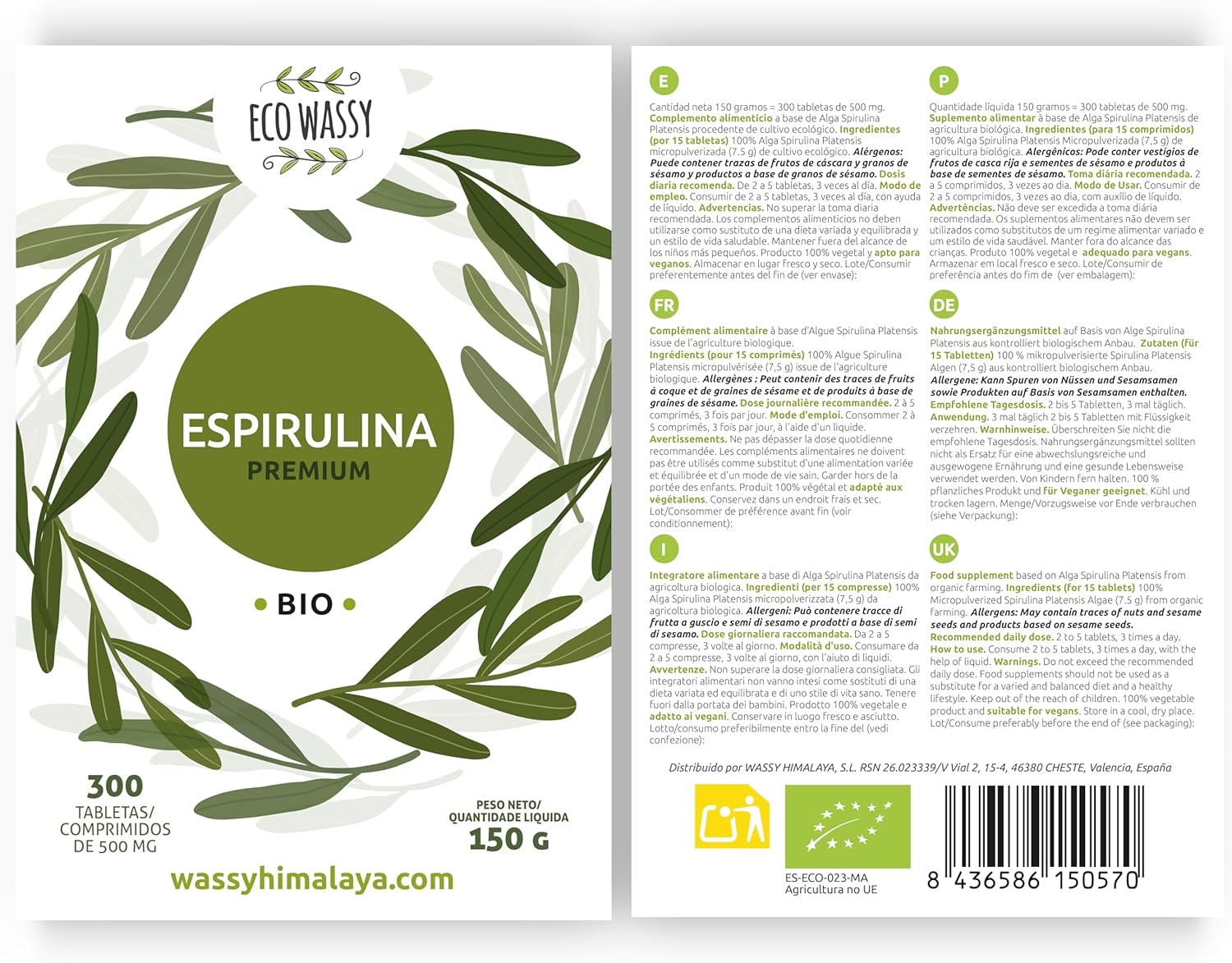 Organic Spirulina Tablets. 3000mg > Maximum Dose. (300 units) 100% Algae Spirulina Maximum Purity Antioxidant. Natural & No Additives | Detox/Satiant/Vegan. Superfood Pill. - Image 9