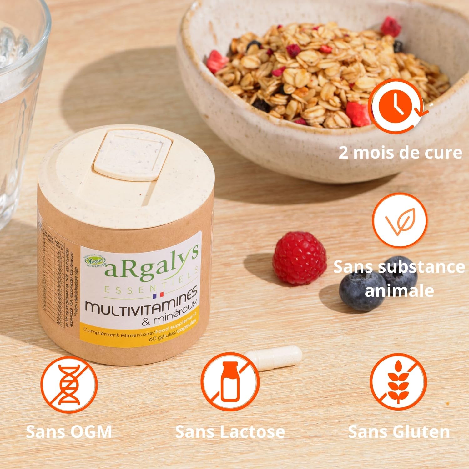 Multivitamins and minerals (2 months) - 20 Nutrients - Vitamins A, B, C, D3, E, K1 and H - Iodine, Selenium + Magnesium - Men/Women - Vegan - 60 capsules made in France - Argalys Essentiels - Image 7