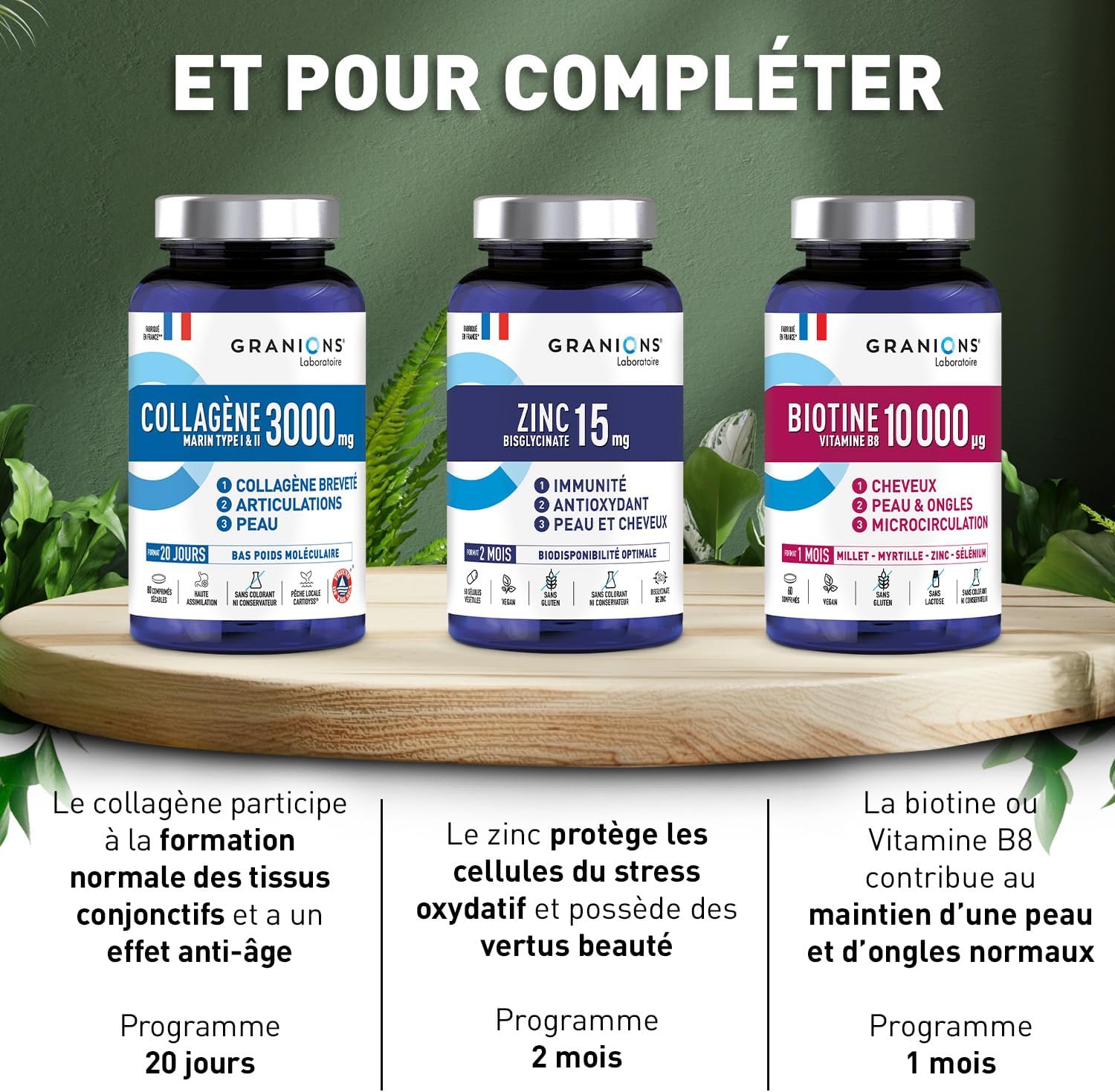 Marine Collagen 3000 MG GRANIONS - Marine Collagen Type 1 and 2 - Marine Collagen + Copper + Manganese - Collagen Type 2 Anti Aging - Food Supplement for Skin Beauty - Made in France - 80 Tablets - Image 7