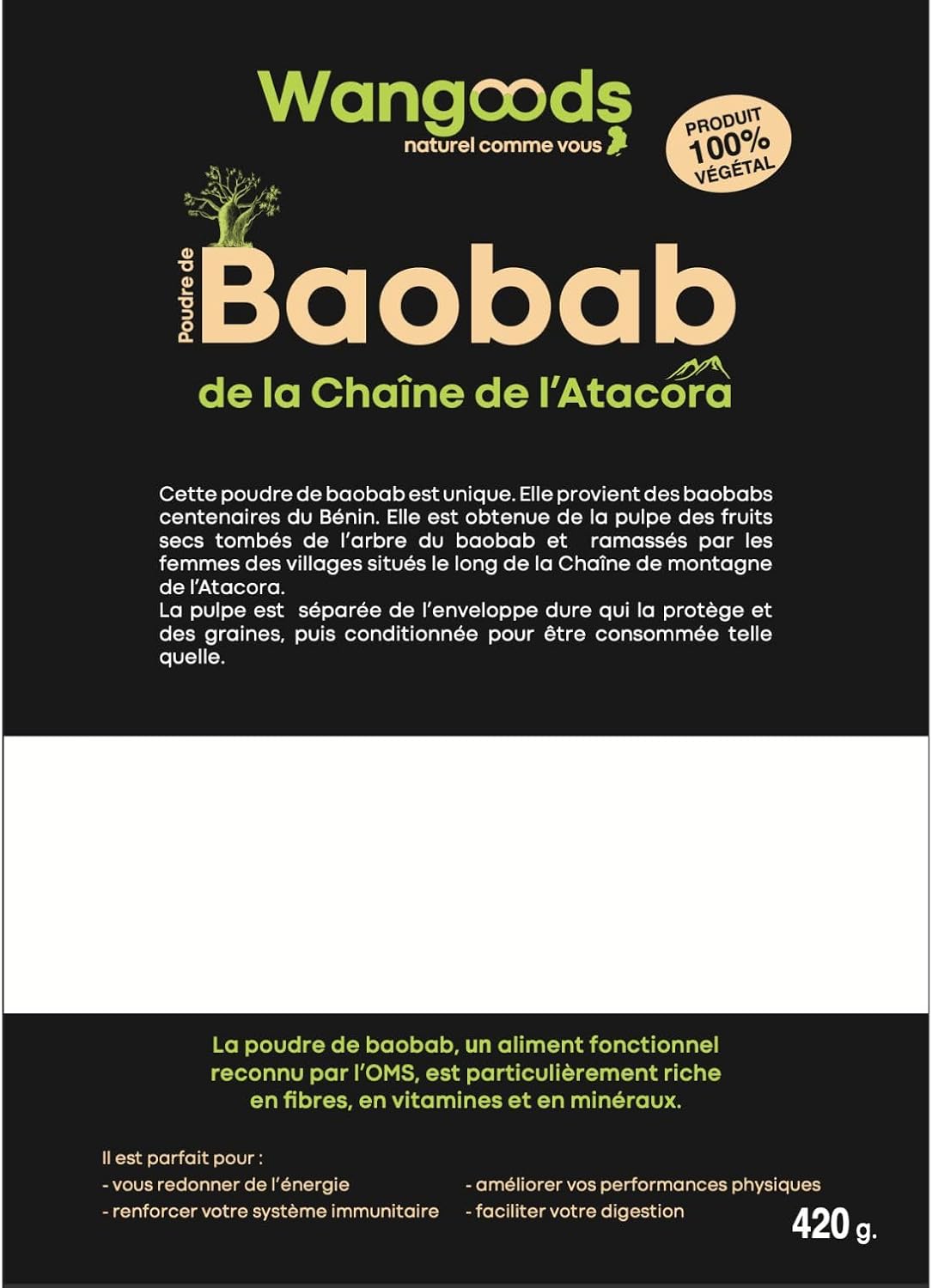 Wangoods Baobab Powder - Natural and Organic Superfood, Rich in Vitamin C, Fiber and Antioxidants, Ethically Sourced from Africa, No Additives or Preservatives - 100% Pure - Image 5