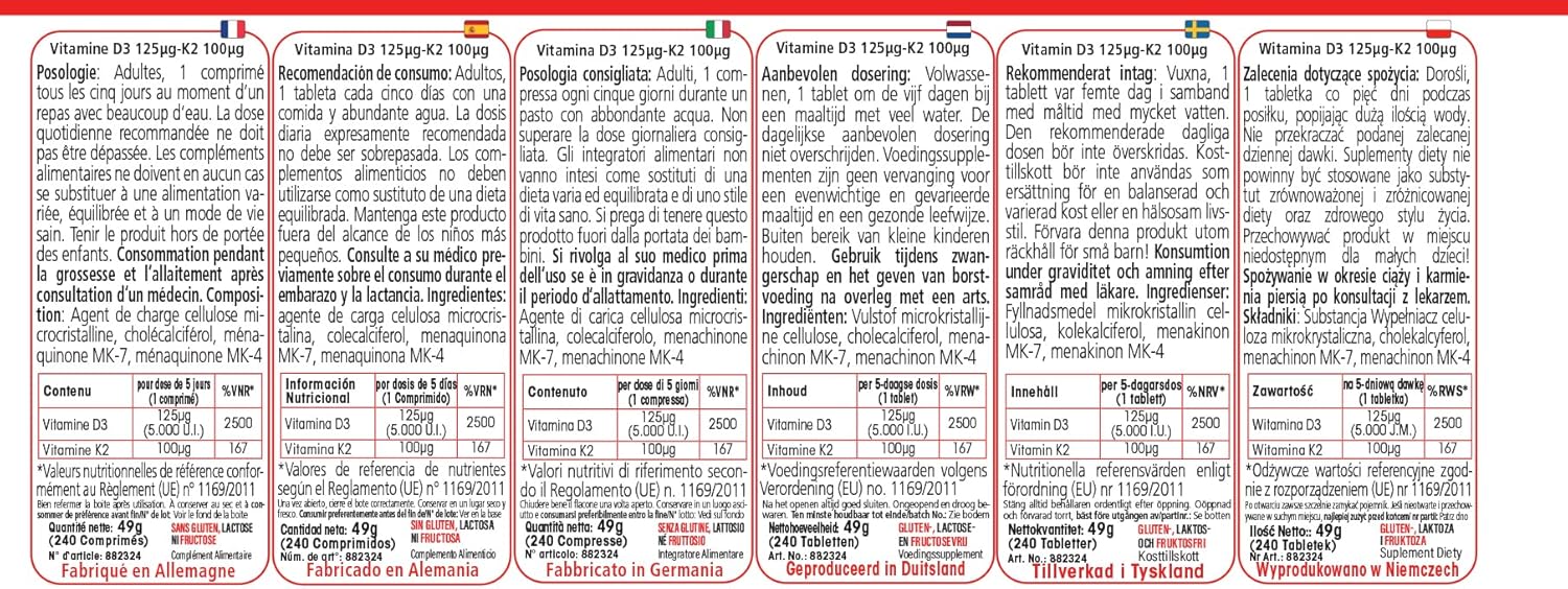 Vitamin D3 + K2-240 tablets - High dose - optimal bioavailability - 100% vegan - German production & laboratory tests - NutriFair | Premium & Fair - Image 4