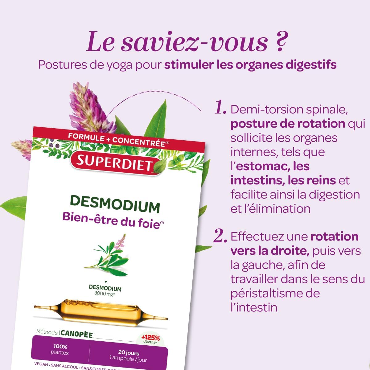 SUPERDIET – DESMODIUM - Liver well-being – Liver well-being, Hepathic drainer - Phytotherapy-Made in France - 20 ampoules 10 ml - Image 5