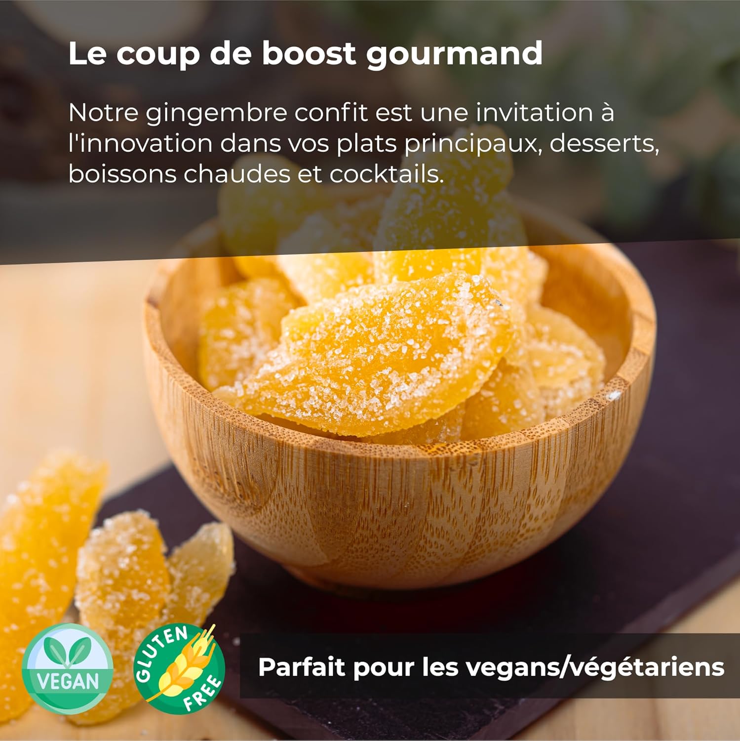 crystallized ginger 1 kg | Candied ginger strips | Sliced ginger | Sweet dried ginger | Sweet snack | IDEAL for recipes | Vegetarians and Vegans | Dorimed - Image 6