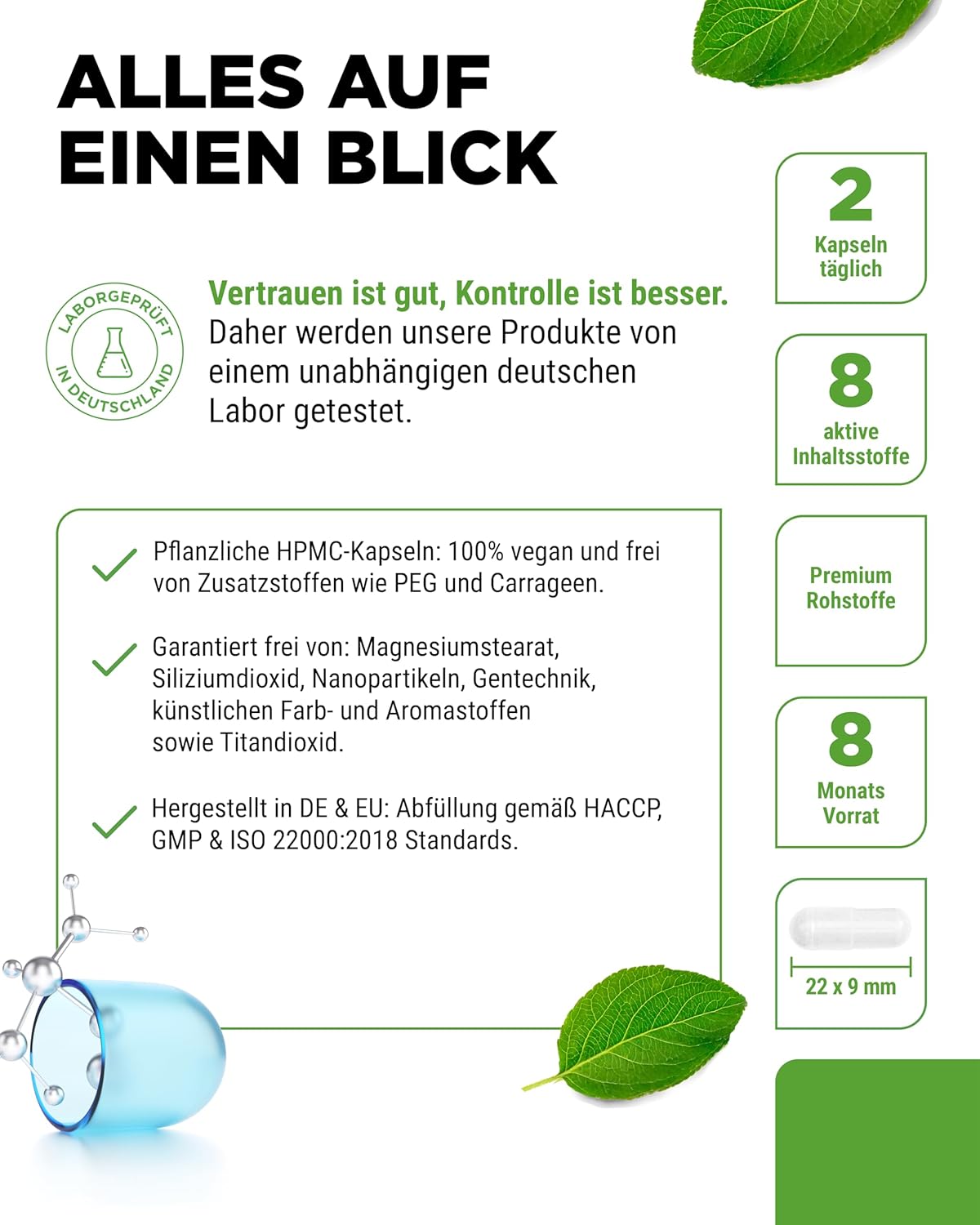 Hyaluronic Acid Collagen Complex - 240 Capsules - Premium: With Bioactive Biotin, Selenium, Zinc, Natural Acerola Vitamin C & Bamboo Silicon - Image 6