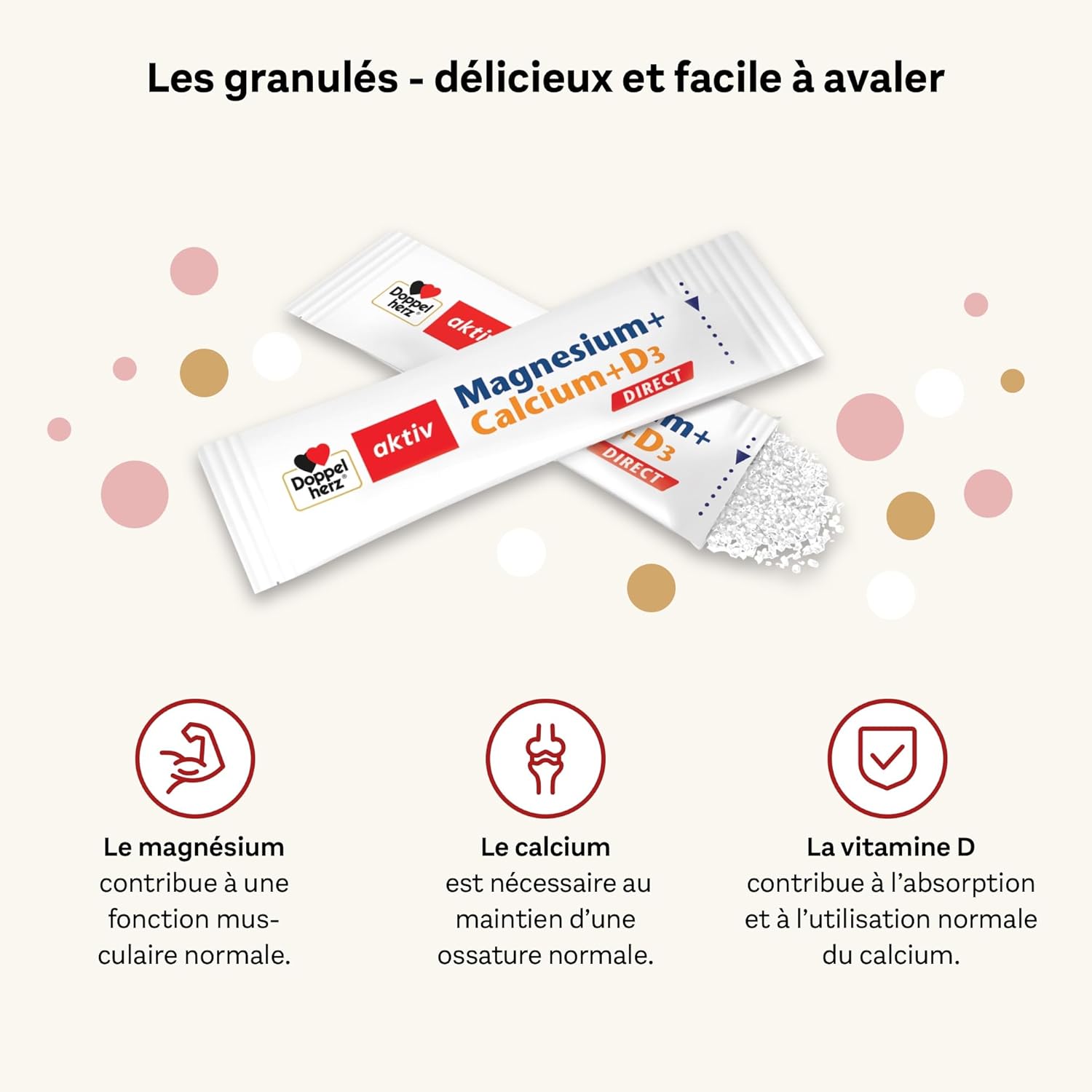 Doppelherz Magnesium + Calcium + D3 Direct - Micro Granules Combining - Magnesium Supports Normal Muscle Function - 20 Bags - Image 5