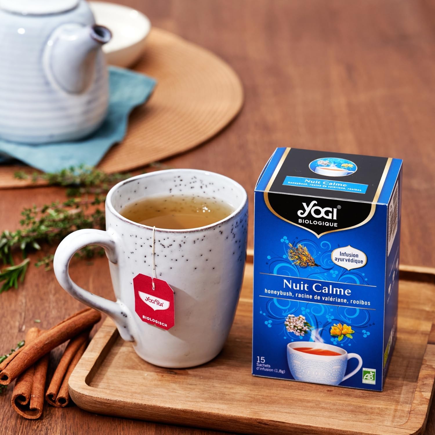 Yogi Organic Quiet Night, 100% Organic Honeybush, Valerian and Rooibos Infusion, 15 Heat Sealed Sachets without Staples, 27g - Image 8