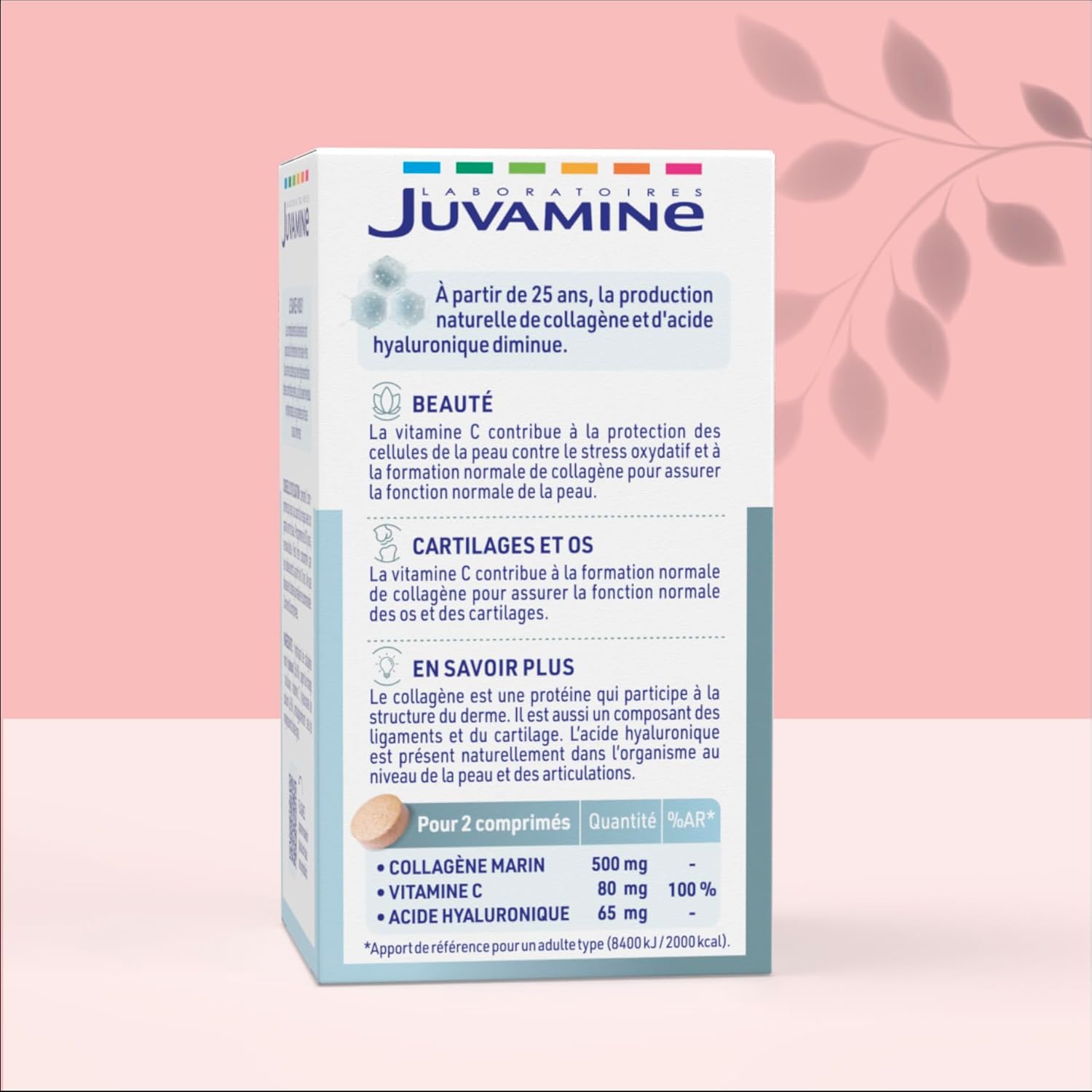 JUVAMINE Marine Collagen and Hyaluronic Acid, Vitamin C, Beauty, Skin and Joints, 30 Day Program, 60 Tablets, Made in France - Image 3