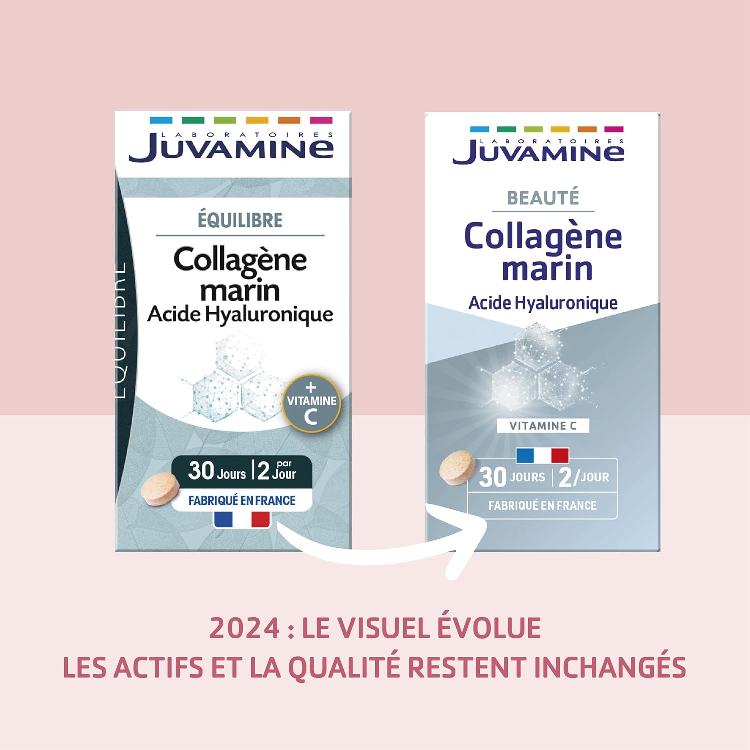 JUVAMINE Marine Collagen and Hyaluronic Acid, Vitamin C, Beauty, Skin and Joints, 30 Day Program, 60 Tablets, Made in France - Image 4