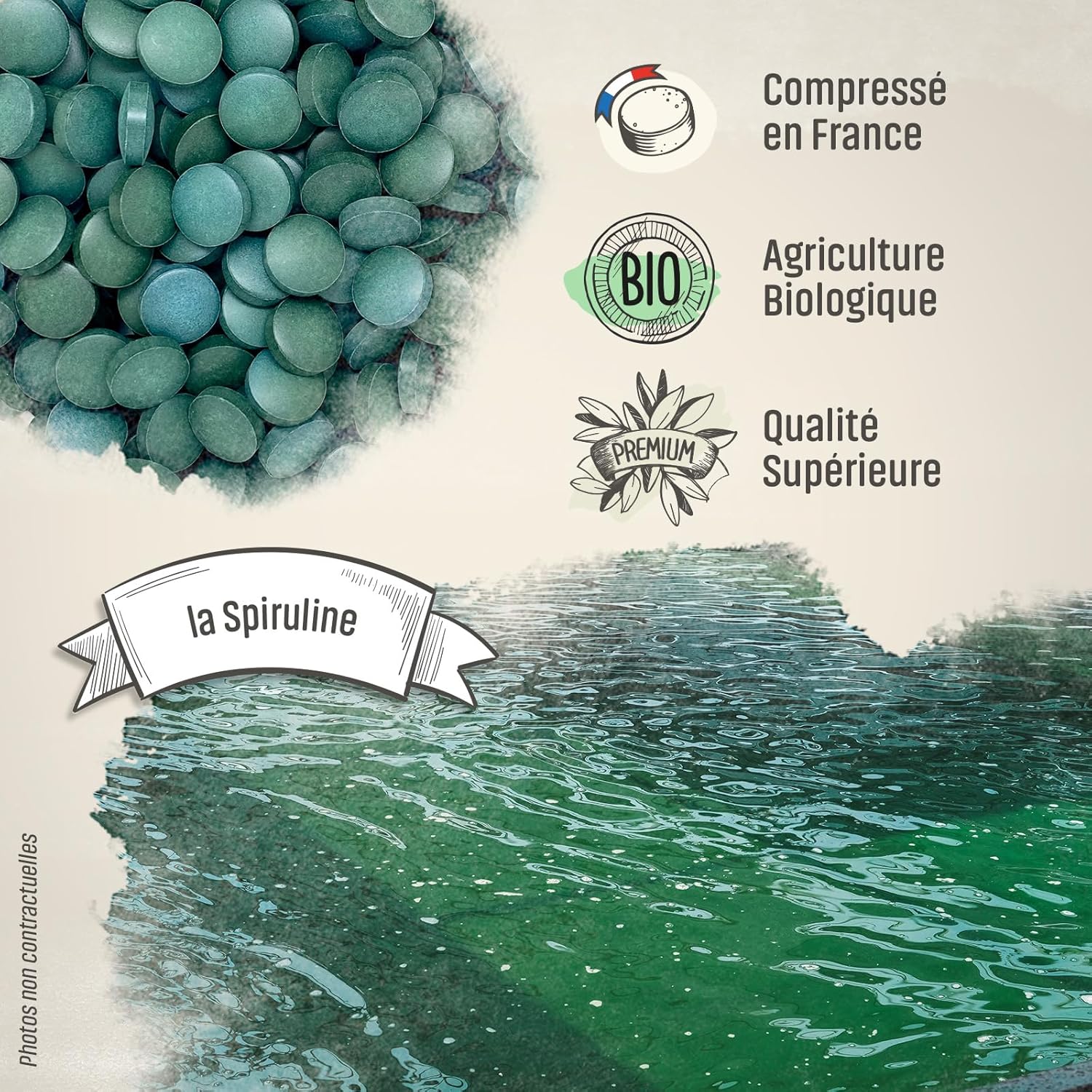 Spirulina Bio 100 Tablets 500 mg Herbes et Plantes - Image 5