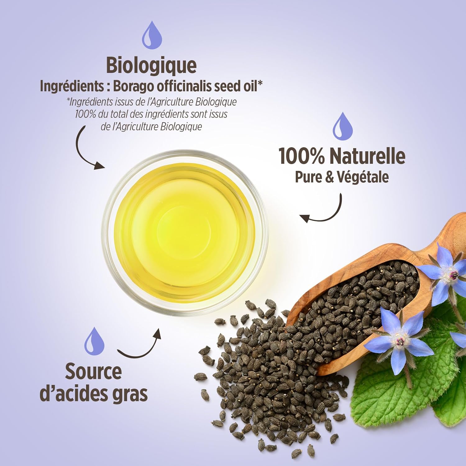 Organic Borage Oil 50 ml - Cosmos Organic - Natureen | Natural Planet - 100% Natural and Cold Pressed - Hair, Skin, Nails - Image 7