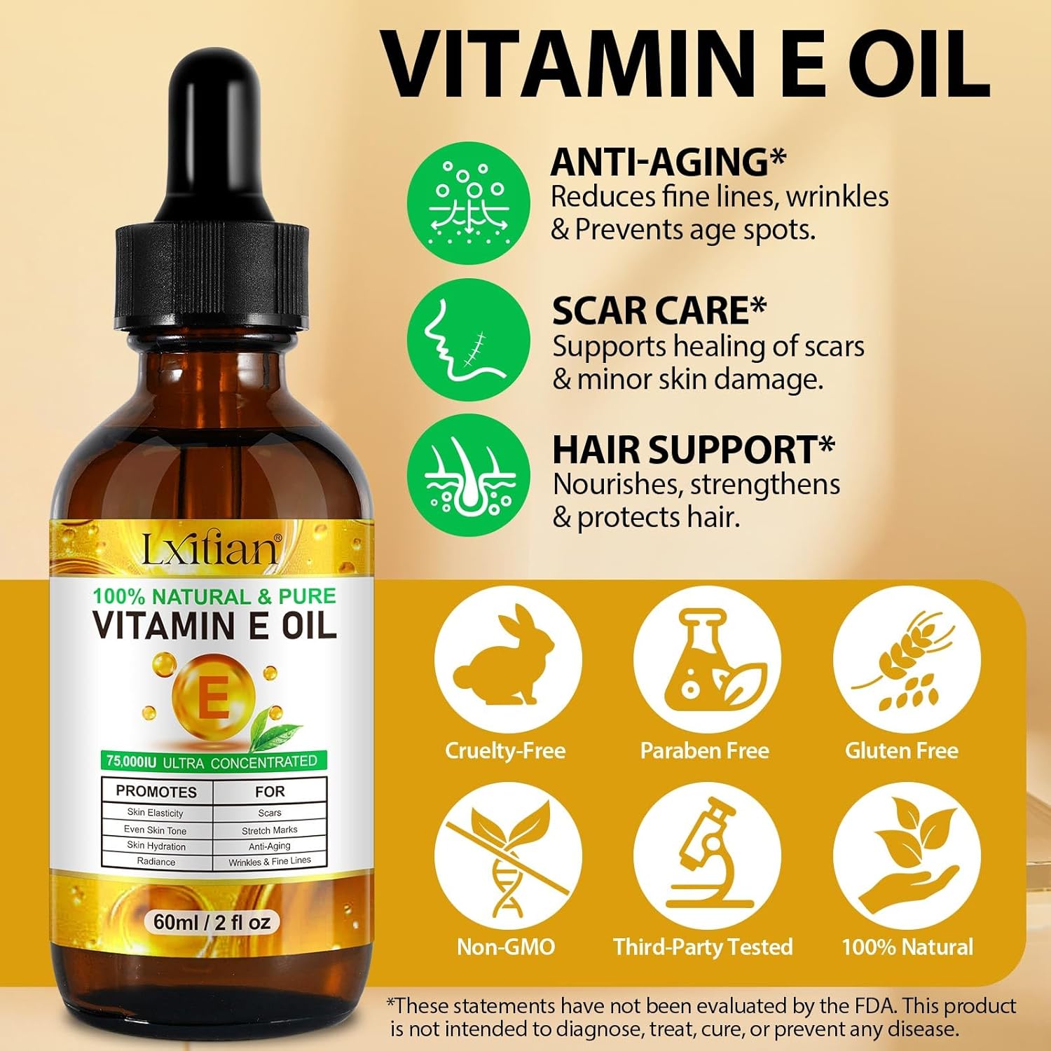 Vitamin E Oil for Face, Hair, Nails and Skin 100% Natural D-alpha-Tocopherol, 120 ml Vitamin E Anti-Aging Wrinkle Oil Ideal for Men and Women, Easy to Absorb - Image 4