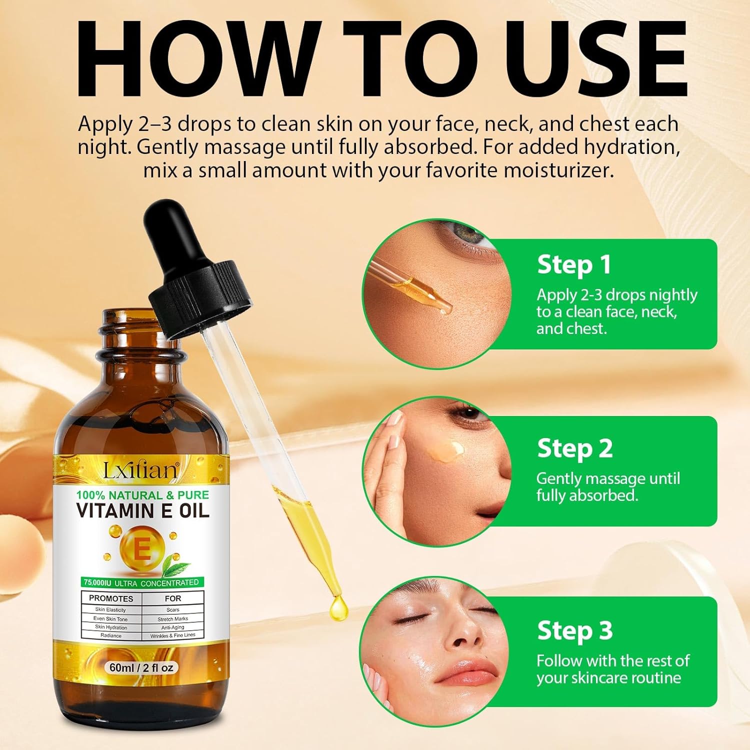 Vitamin E Oil for Face, Hair, Nails and Skin 100% Natural D-alpha-Tocopherol, 120 ml Vitamin E Anti-Aging Wrinkle Oil Ideal for Men and Women, Easy to Absorb - Image 6