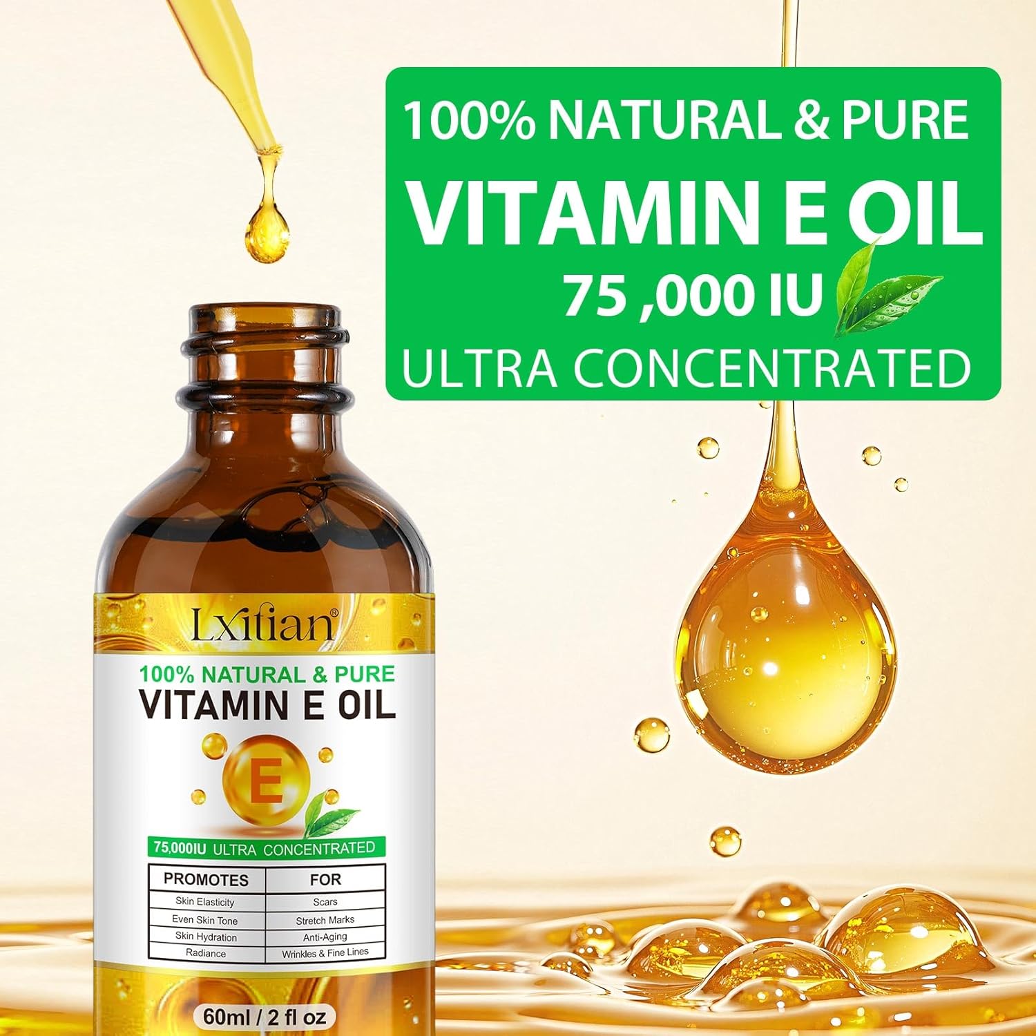 Vitamin E Oil for Face, Hair, Nails and Skin 100% Natural D-alpha-Tocopherol, 120 ml Vitamin E Anti-Aging Wrinkle Oil Ideal for Men and Women, Easy to Absorb - Image 7