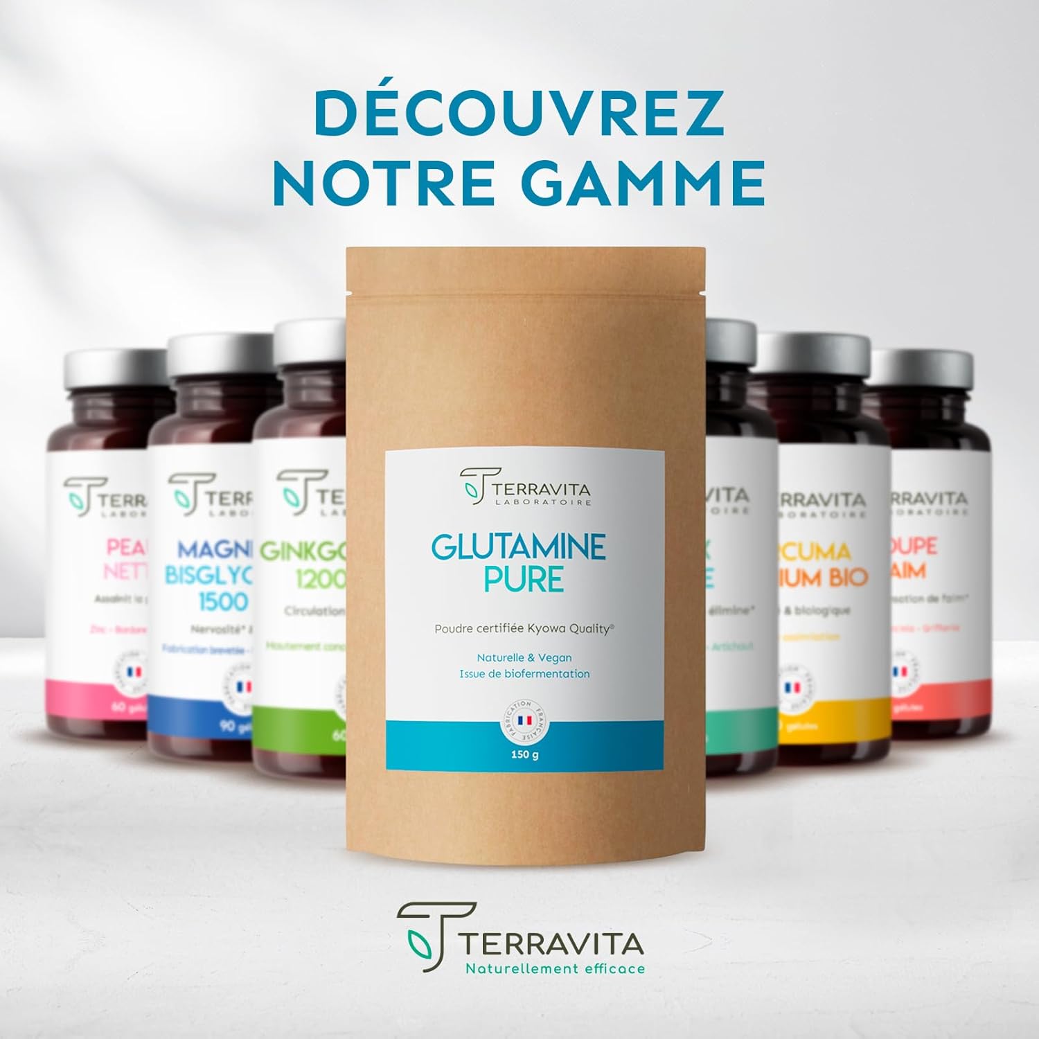 L-Glutamine Kyowa® 150g Powder | Intestinal Health (Flat Stomb) and Muscle Recovery | 30 Servings | Vegan Amino Acids, 100% Pure and Without Excipients | Made in France | Terravita - Image 7