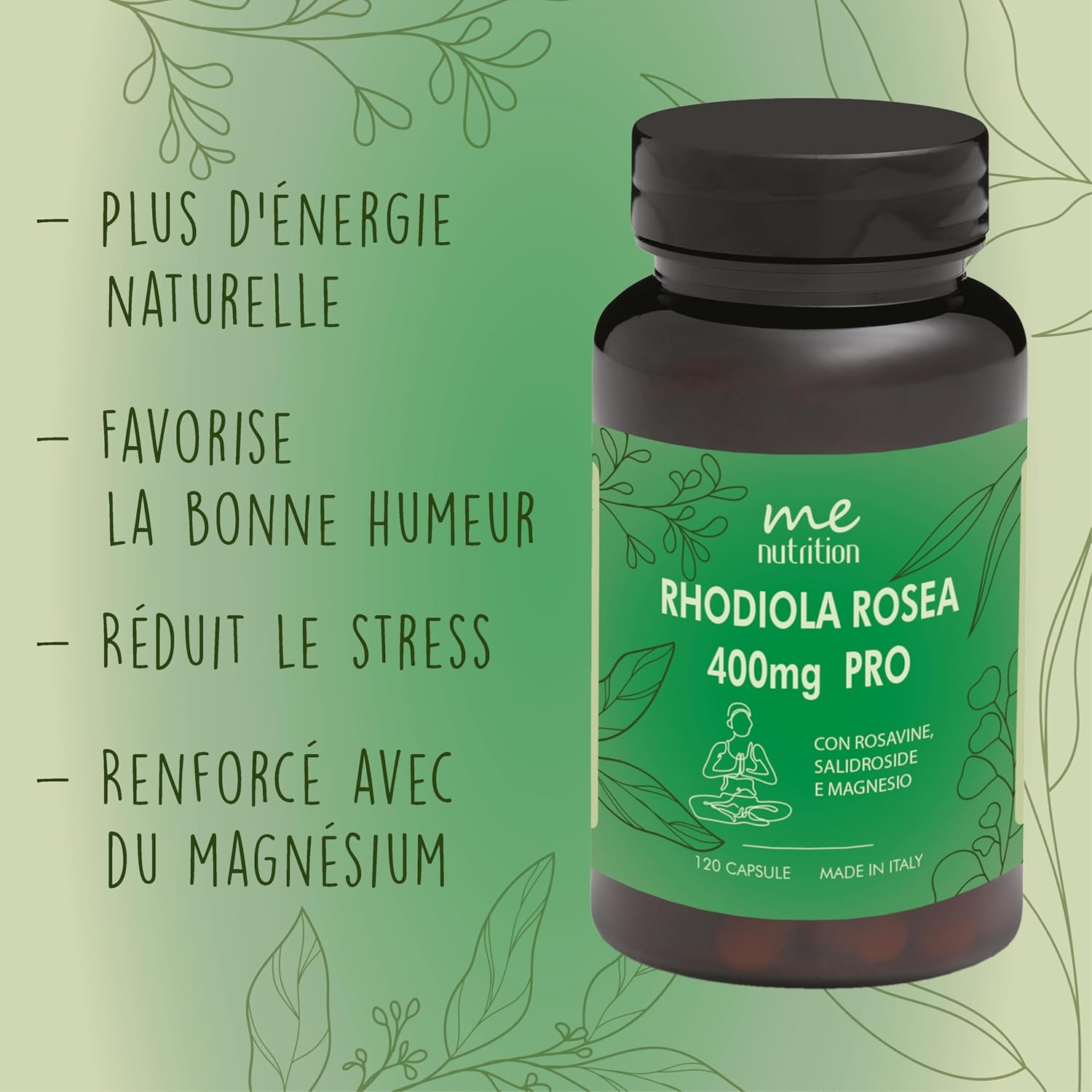 Rhodiola Rosea 400mg PRO Magnesium Reinforced – Emotional Balance, Physical and Mental Fatigue, Anti-Stress, Concentration | Up to 4 Months of Cure – 120 Capsules – Made in Italy – Me Myeasy - Image 3