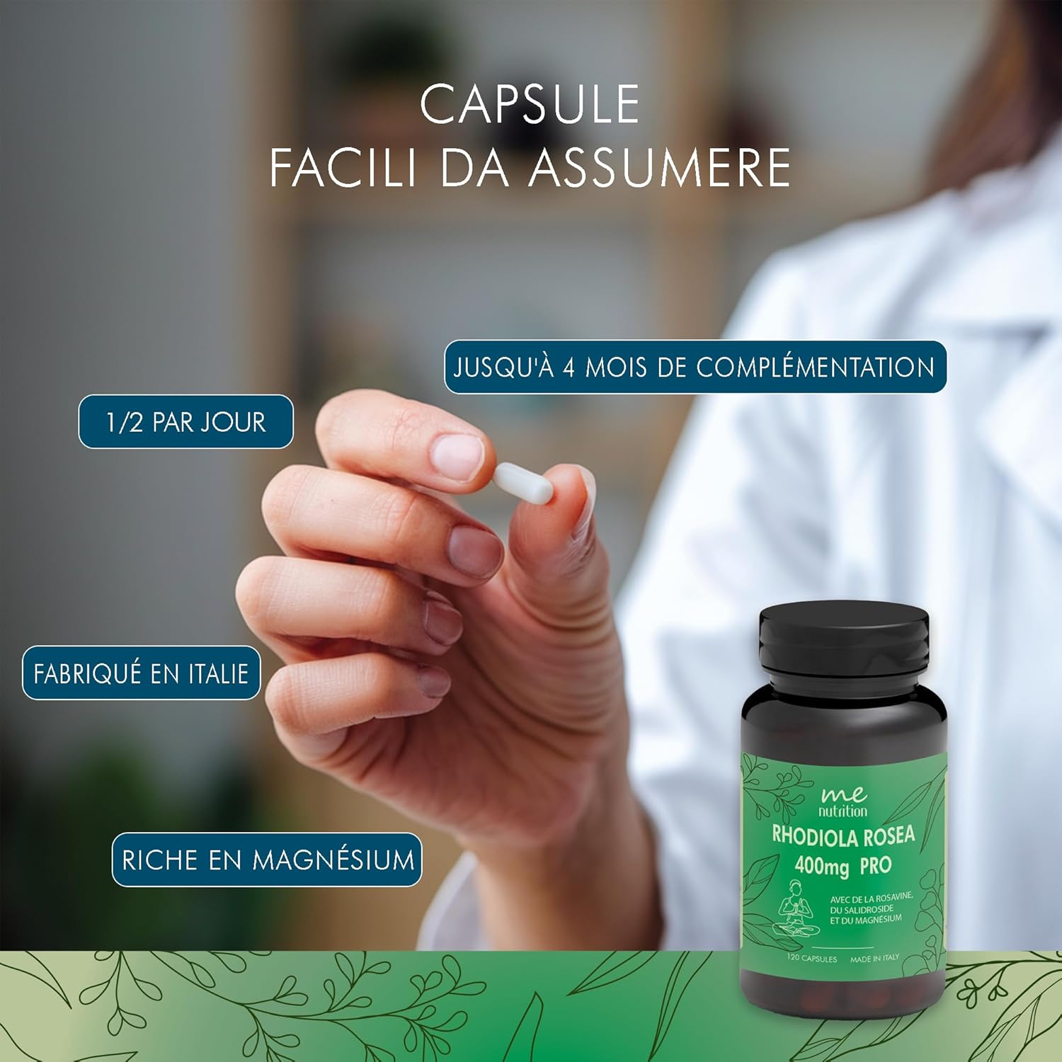 Rhodiola Rosea 400mg PRO Magnesium Reinforced – Emotional Balance, Physical and Mental Fatigue, Anti-Stress, Concentration | Up to 4 Months of Cure – 120 Capsules – Made in Italy – Me Myeasy - Image 8