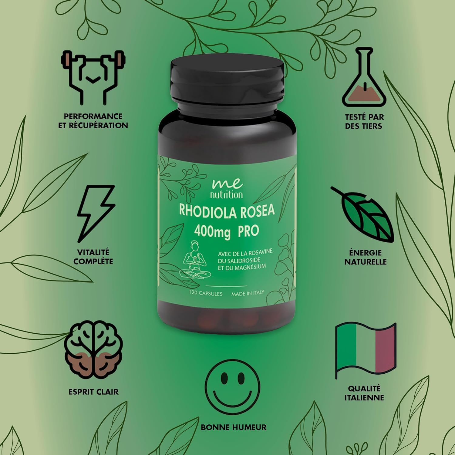 Rhodiola Rosea 400mg PRO Magnesium Reinforced – Emotional Balance, Physical and Mental Fatigue, Anti-Stress, Concentration | Up to 4 Months of Cure – 120 Capsules – Made in Italy – Me Myeasy - Image 9