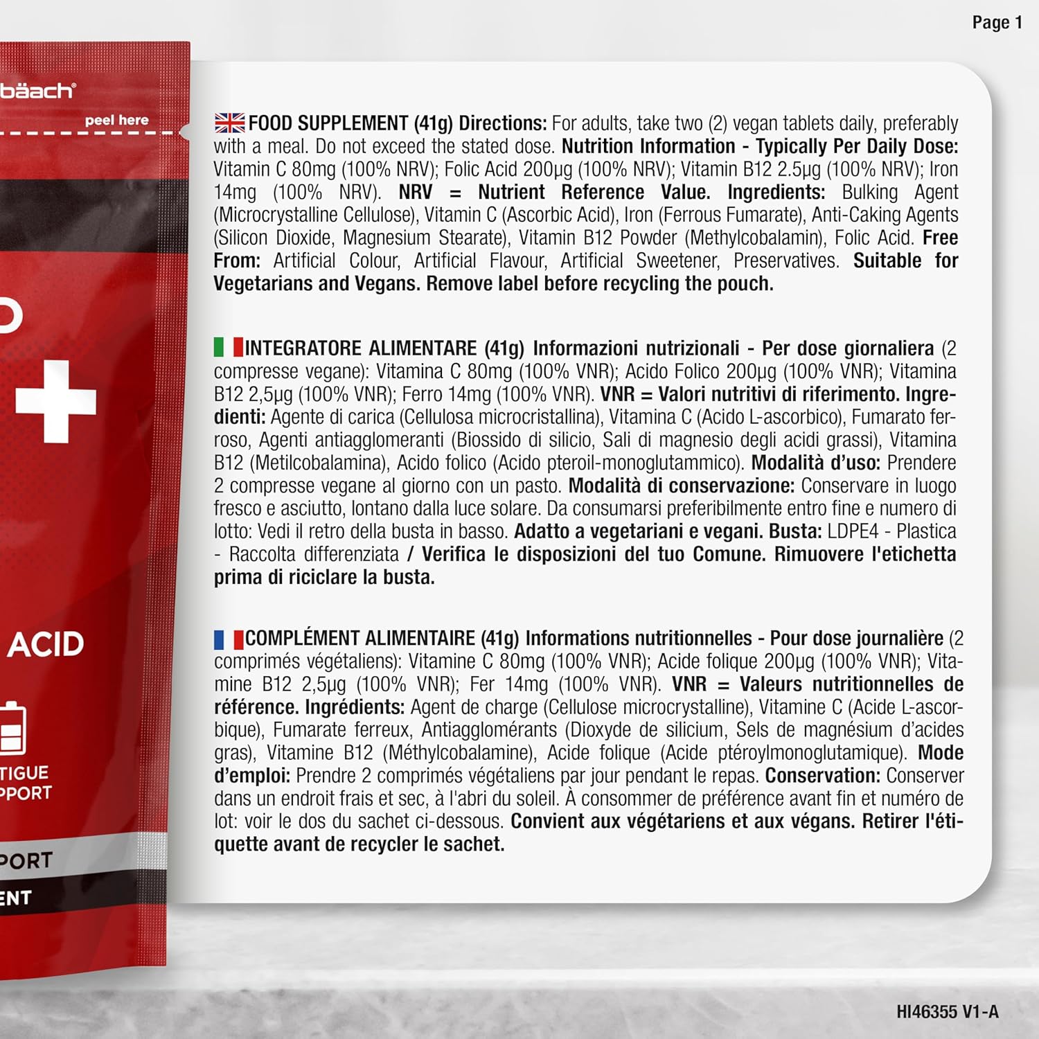 Iron Food Supplement with Folic Acid Vitamin B12 and Vitamin C | 14mg | 180 Vegan Capsules | Iron Supplement Tablets | Immune System Supplement | by Horbaach - Image 5