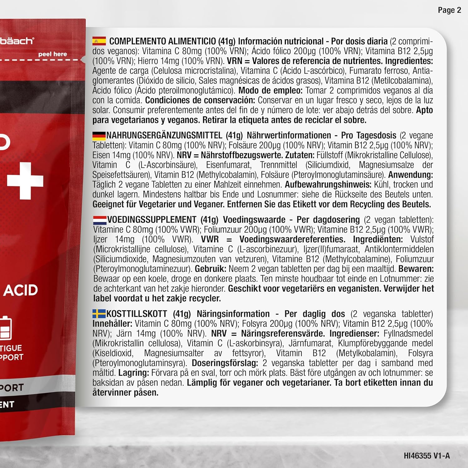 Iron Food Supplement with Folic Acid Vitamin B12 and Vitamin C | 14mg | 180 Vegan Capsules | Iron Supplement Tablets | Immune System Supplement | by Horbaach - Image 6