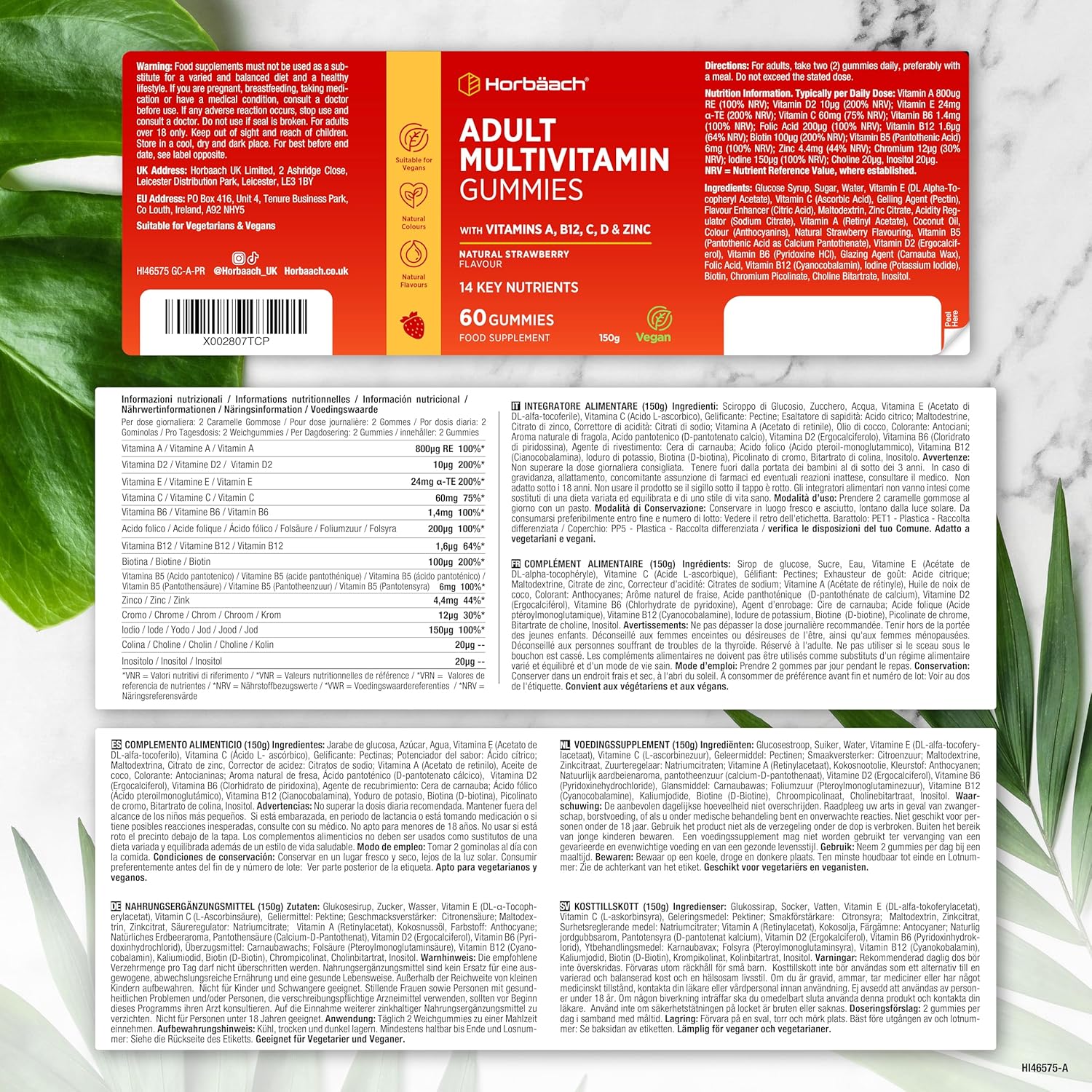 Gummies Adult Multivitamins | 14 Essential Mineral Vitamins - Vitamin A, Vitamin B12, Vitamin C, Vitamin D and Zinc | 60 Vegan Gummies | Multivitamins and Minerals | Horbaach - Image 5