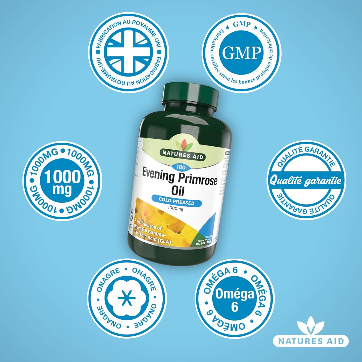 Natures Aid Evening Primrose Oil 1000Mg Soft Capsules - Natural Source of High Power Omega 6 Essential Fatty Acids Cold Pressed: Gamma Linolenic Acid (AGL) - 180 Days in Capsules - Image 5