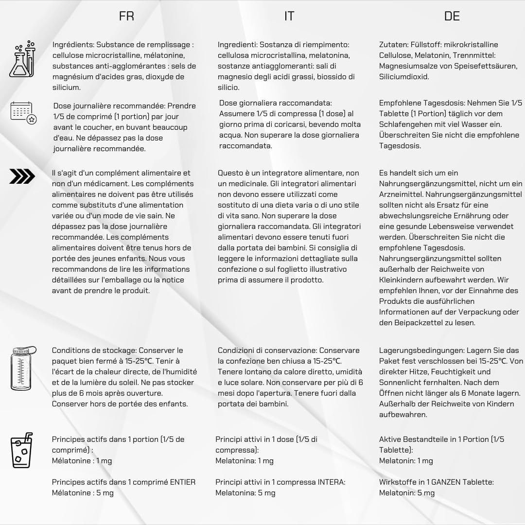 Melatonin Forte - 5mg per tablet - 1000 Servings (200 Vegan tablets) - Heavily Dosed Sleeping Pill - Pure Composition - Image 6