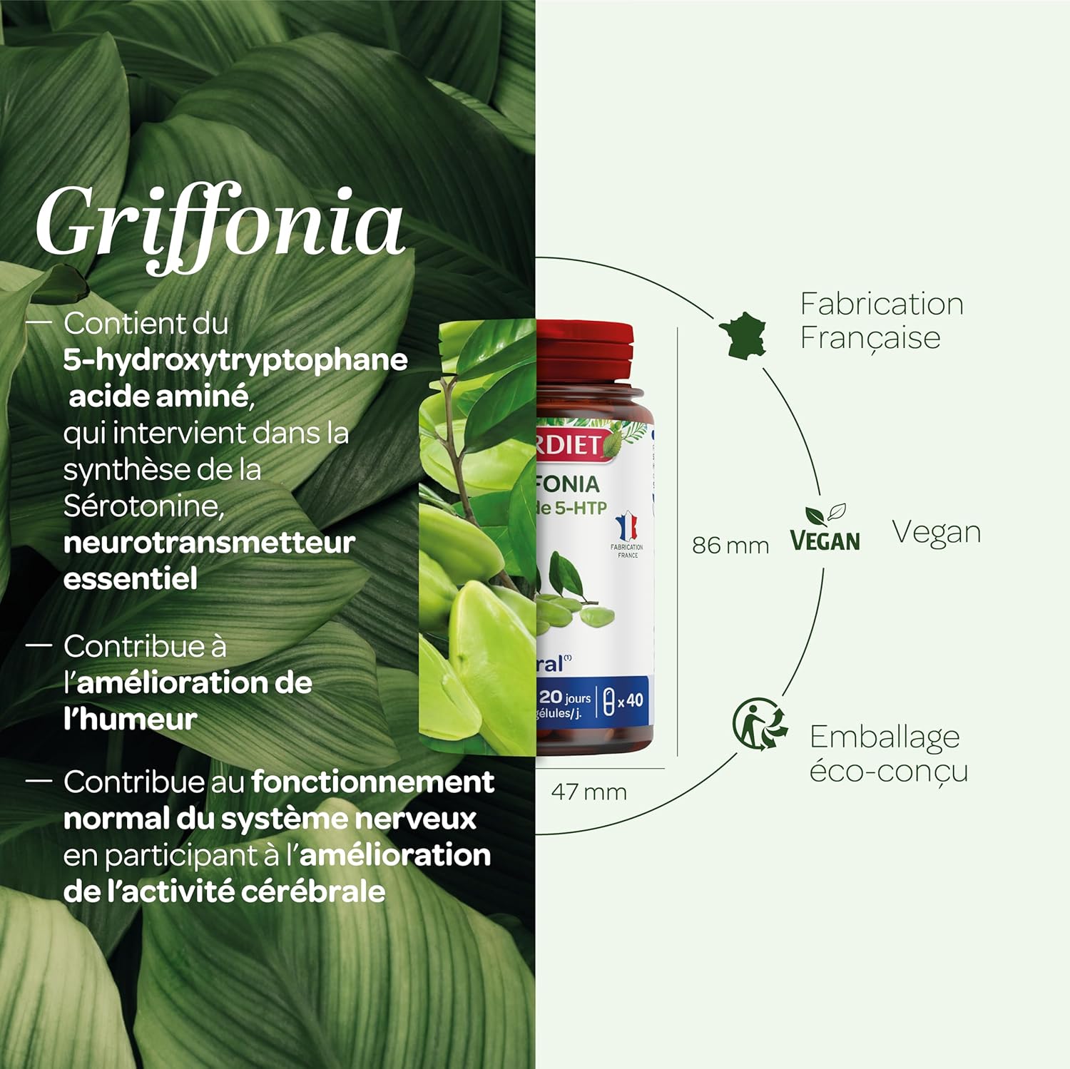 SUPERDIET - GRIFFONIA - Naturopathy - Good mood and good mood - Made in France - 40 capsules - Image 4