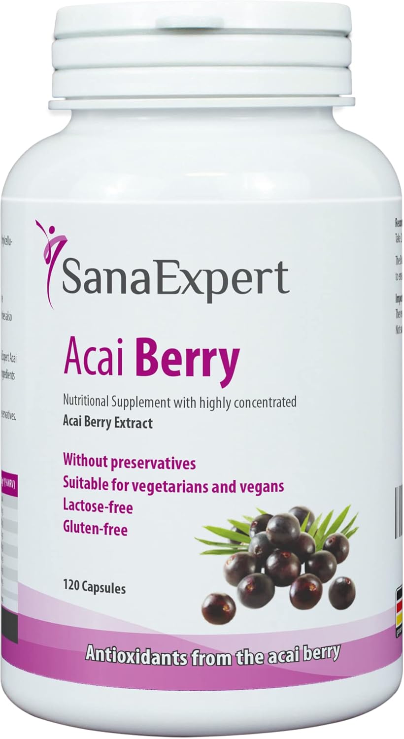 SanaExpert Acai Berry - Natural Food Supplement with Pure Acai Extract - Rich in Antioxidants - Vegan Friendly, Gluten Free, Lactose Free - 120 Capsules - Made in Germany - Image 9