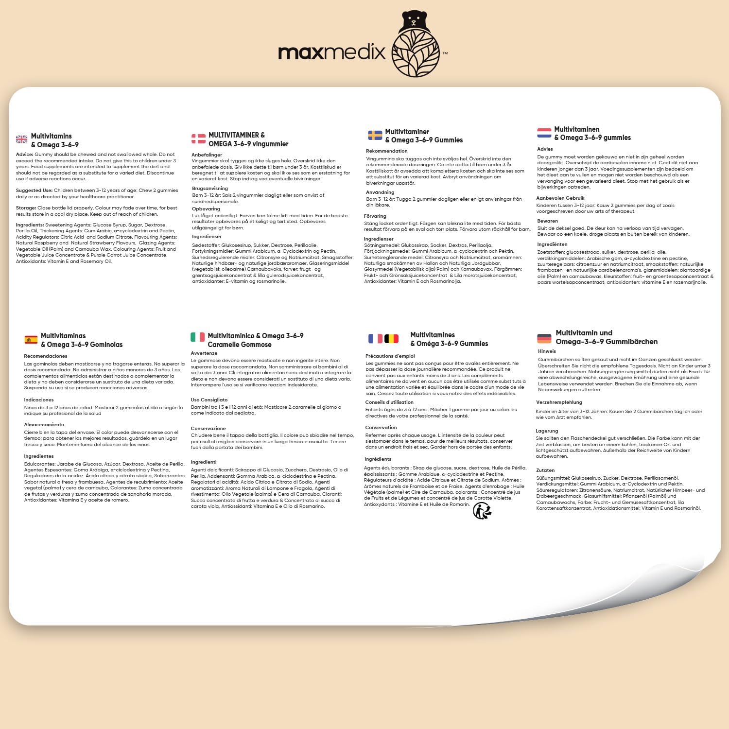 Multivitamins and Minerals with Omega 3 6 9, 120 Gummies for Children from 3 Years, With 17 Nutrients Vitamin C, D, B12, B6, A and Zinc, For Immunity, Growth and Bone EFSA, Raspberry and Orange Taste - Image 8