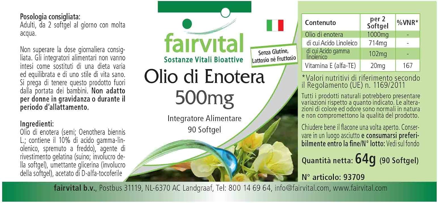 Fairvital | Evening primrose oil 500mg - 45 days - Highly dosed - 90 capsules - rich in GLA - Image 4