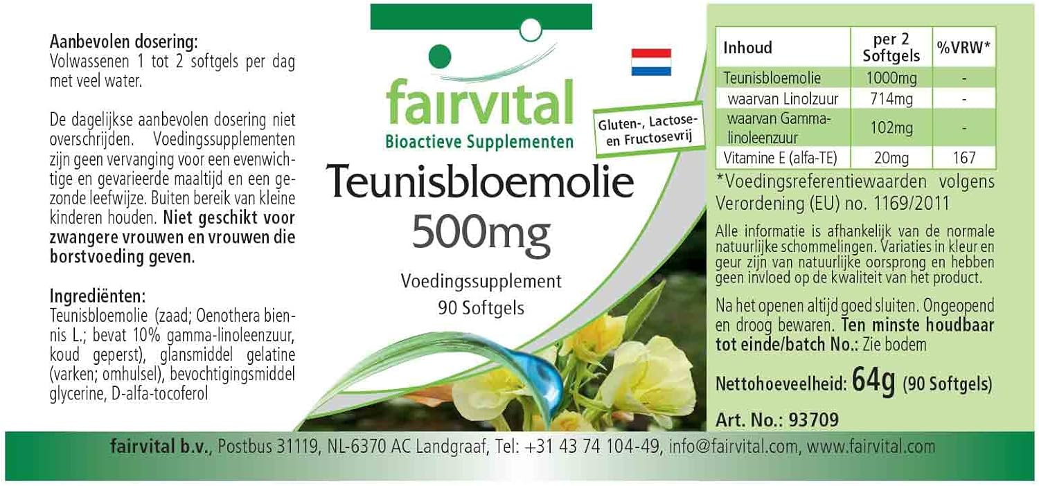 Fairvital | Evening primrose oil 500mg - 45 days - Highly dosed - 90 capsules - rich in GLA - Image 8