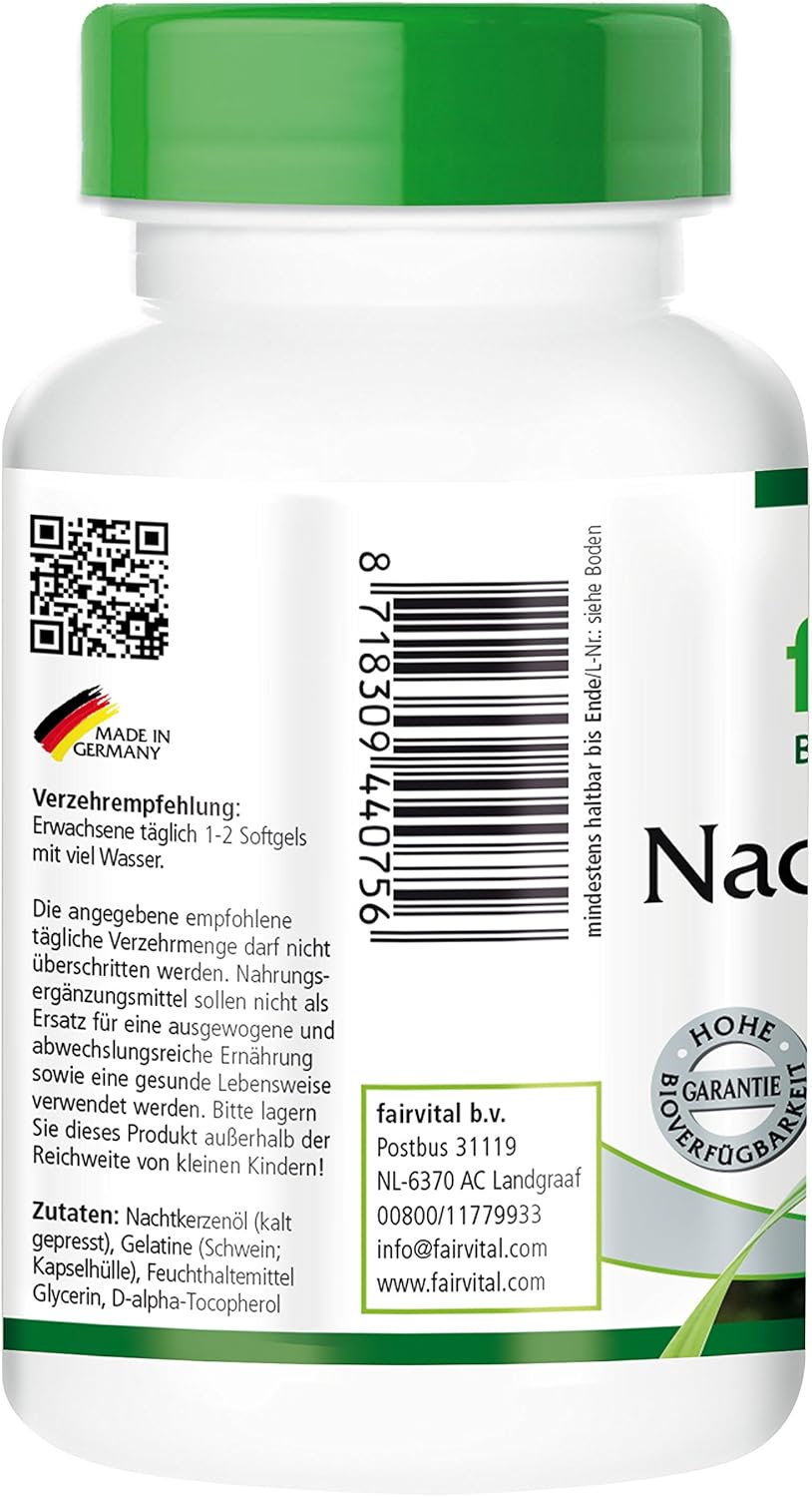 Fairvital | Evening primrose oil 500mg - 45 days - Highly dosed - 90 capsules - rich in GLA - Image 9