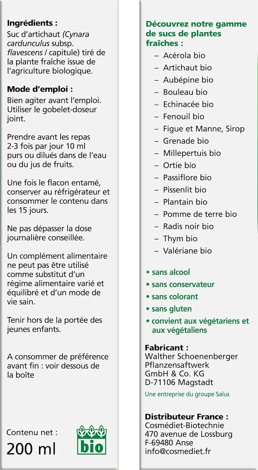 Salus – Organic Artichoke – Organic Artichoke Juice Supplement – Helps with Digestion and Liver Health – Vegan, No Additives – 200 ml - Image 7