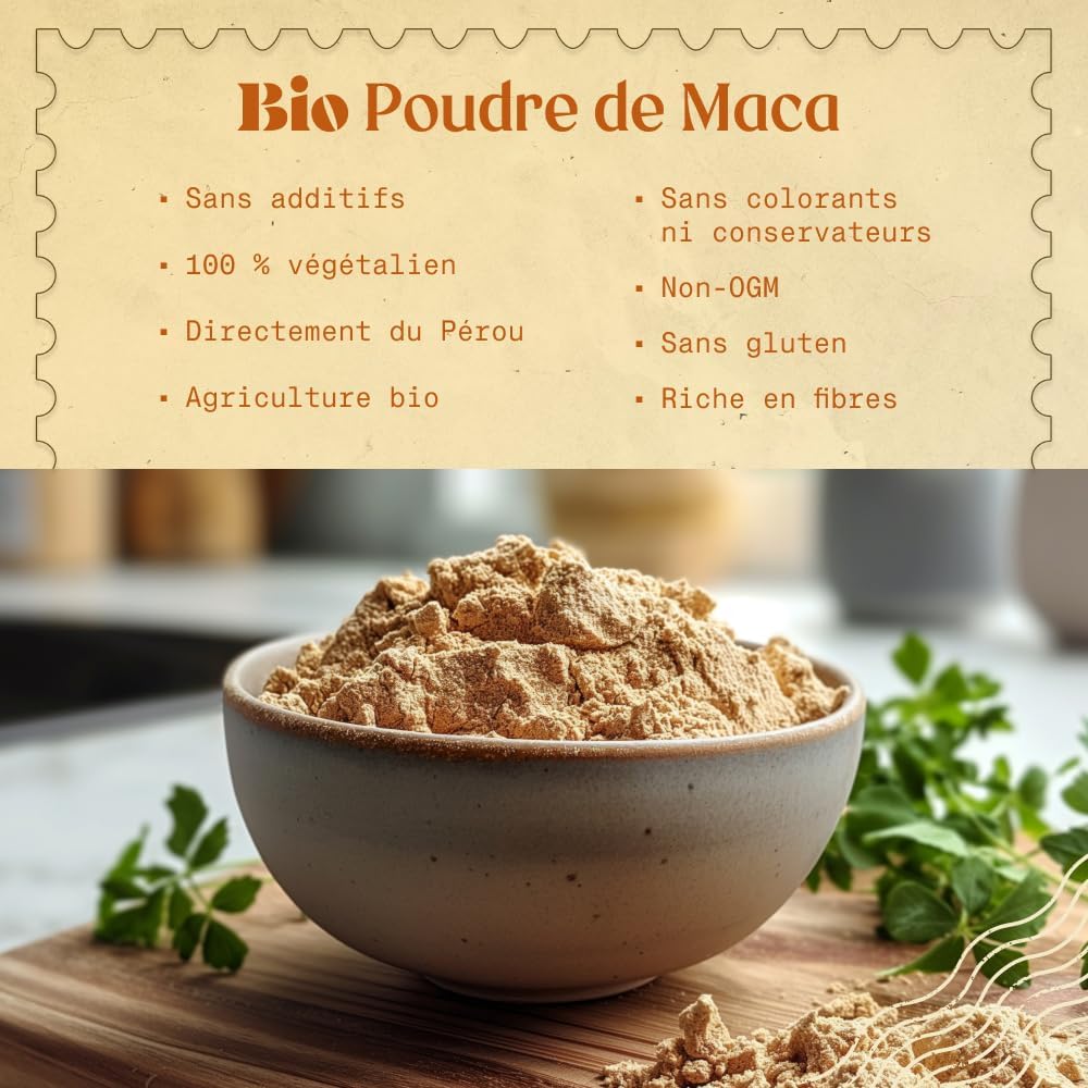 NaturaleBio Maca Bio en Poudre 200g. Organic Peruvian Yellow Maca Root Powder. Gélatinisée, Naturelle et Pure. Produite au Pérou à partir de Racines Biologiques - Image 3