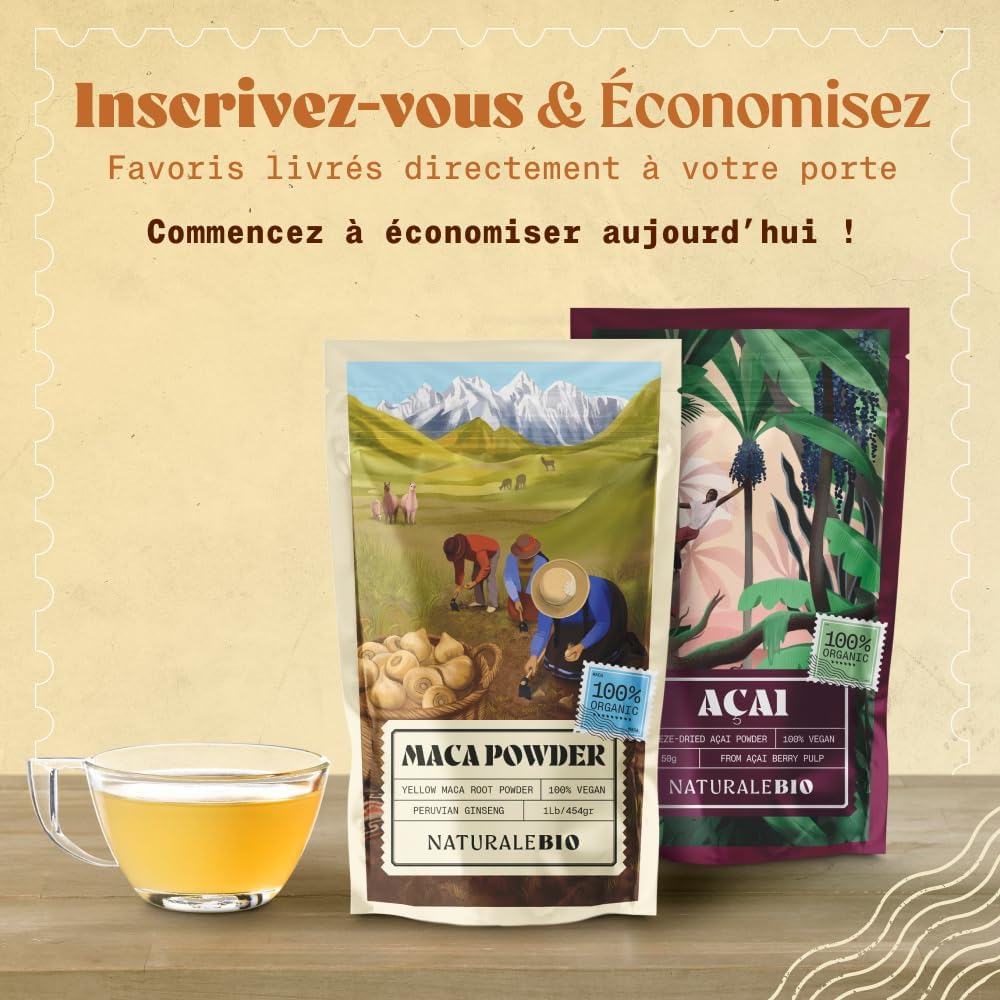 NaturaleBio Maca Bio en Poudre 200g. Organic Peruvian Yellow Maca Root Powder. Gélatinisée, Naturelle et Pure. Produite au Pérou à partir de Racines Biologiques - Image 6