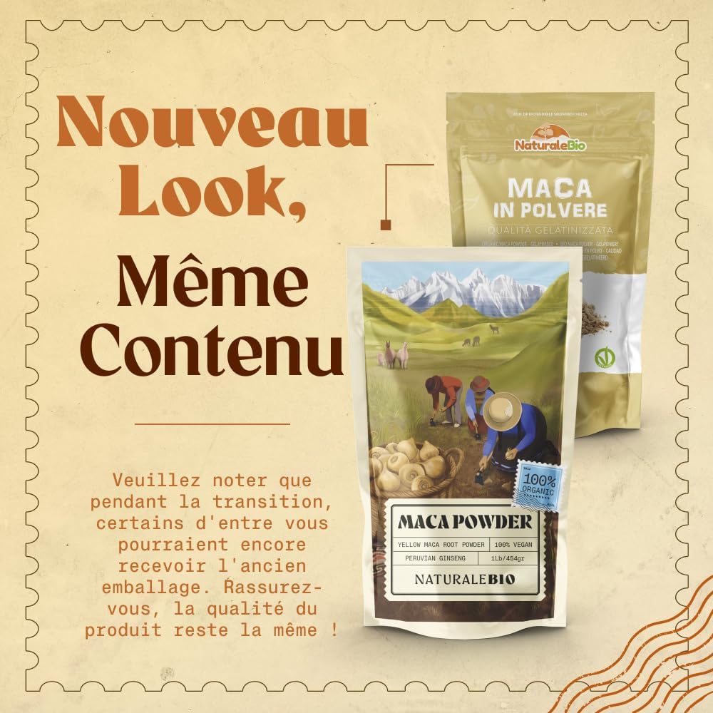 NaturaleBio Maca Bio en Poudre 200g. Organic Peruvian Yellow Maca Root Powder. Gélatinisée, Naturelle et Pure. Produite au Pérou à partir de Racines Biologiques - Image 8