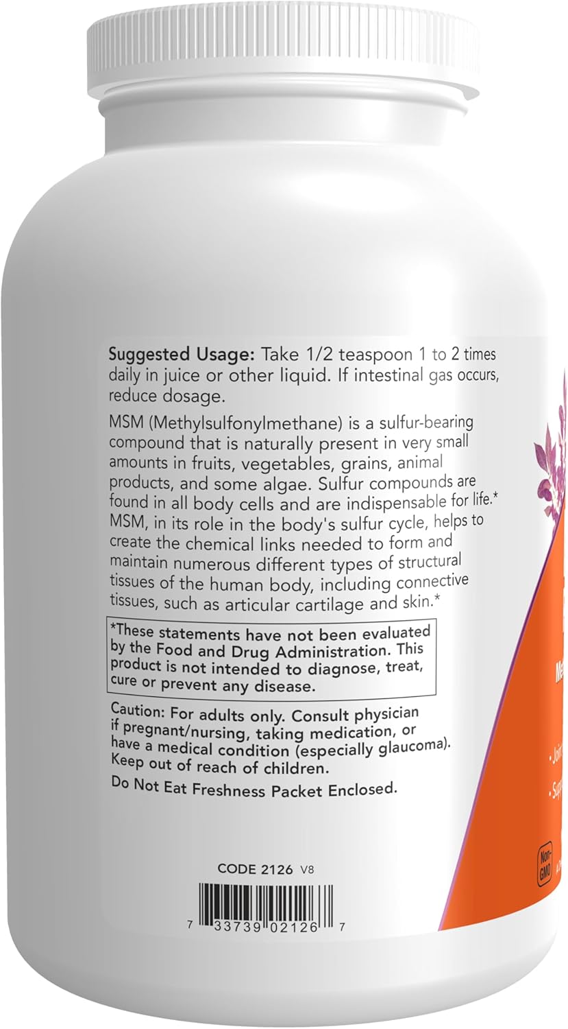 NOW Foods MSM Methylsulphonylmethane, Powder - 454 g - Image 4