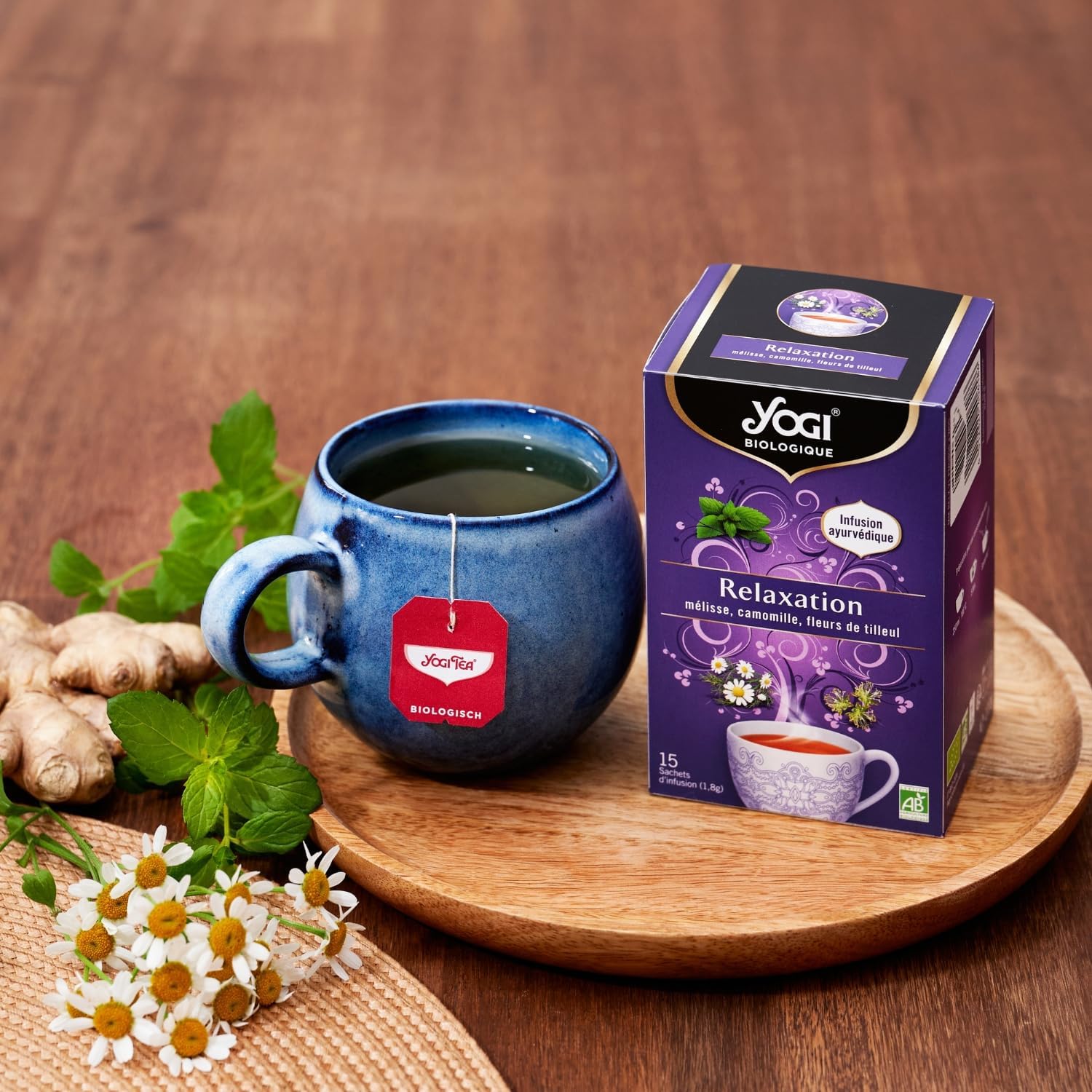 Yogi Organic Relaxation, Infusion 100% Organic Melissa, Chamomile and Linden Flowers, 15 Heat Sealed Sachets without Staples, 21.5 g, 310816 - Image 8