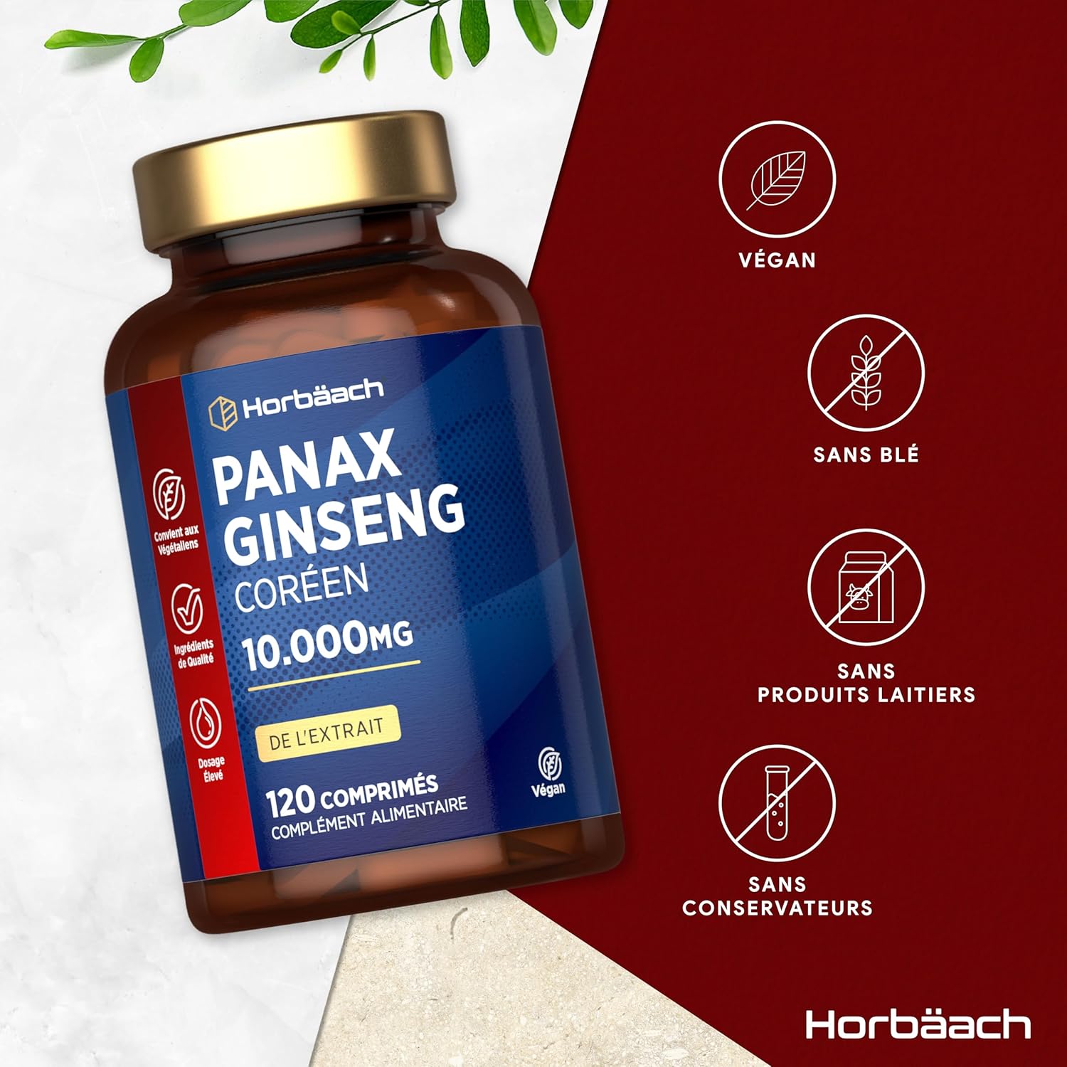 Panax Red Ginseng 10.000mg | 120 Vegan Capsules | Korean Panax Ginseng Food Supplement | Korean Red Ginseng Extract | by Horbaach - Image 7