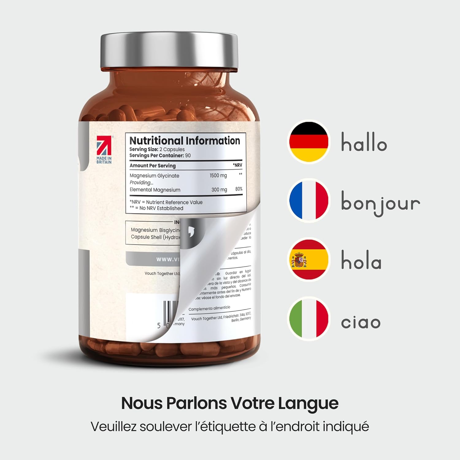 VitaBright Magnesium Bisglycinate Bio 1500mg - 300mg Elemental Magnesium Per Serving - 180 Vegetable Capsules for 3 Months - No Additives. - Image 7