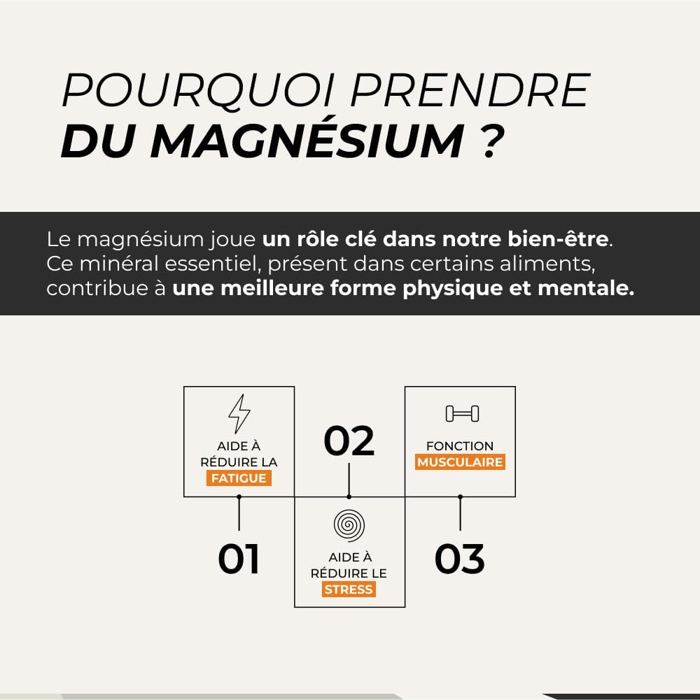 Magnesium Bisglycinate + Vitamin B6 & Taurine - Cuure - Superior to Marine Magnesium in Bioavailability - Digestive Comfort - 60 Days - Fatigue & Stress - Made in France - Image 3