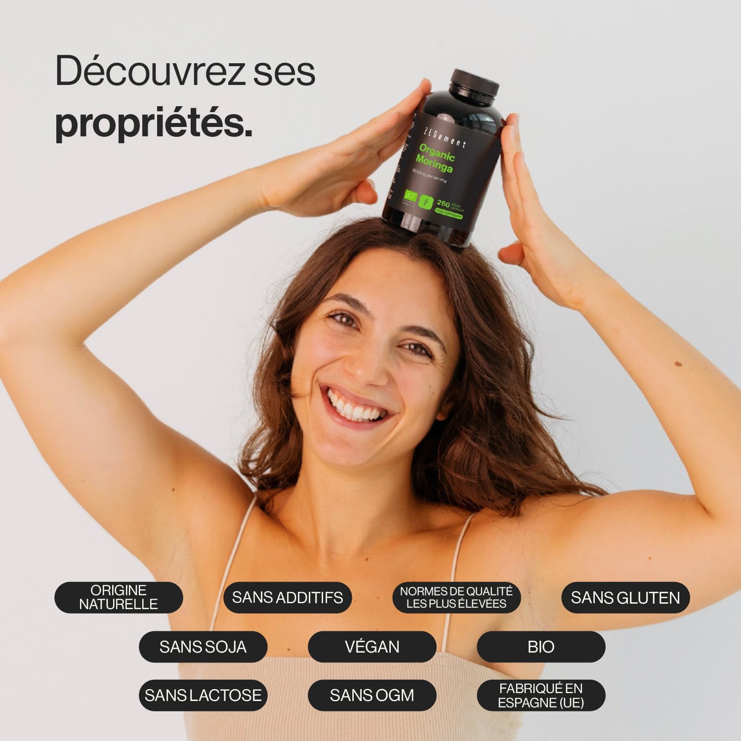 Moringa Organic 1800 mg per Dose - Organic Superfood with Vitamins, Minerals and Antioxidants - High Concentration and Purity - 260 Vegan Capsules - 3 Months Cure Zenement - Image 3