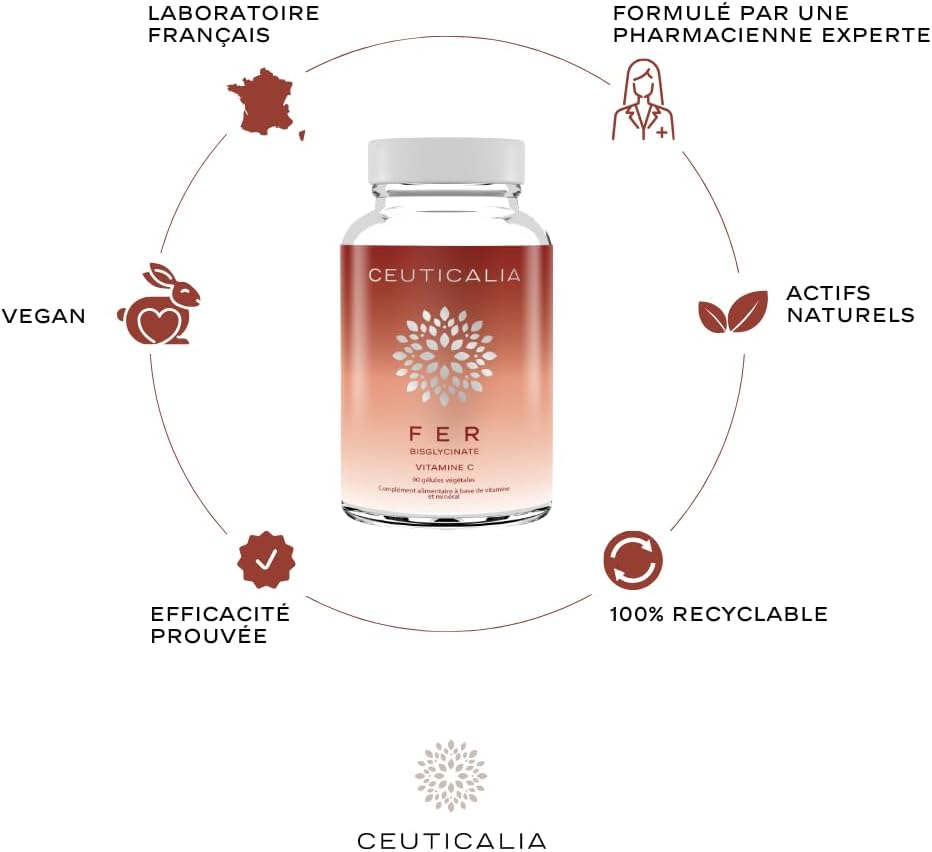 Iron Bisglycinate Supplement - Energy, Concentration, Immunity - For Adults - Iron Bisglycinate, Vitamin C - 90 Capsules, 90 Days - Image 6