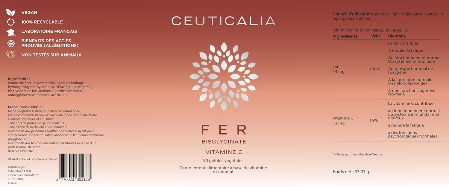 Iron Bisglycinate Supplement - Energy, Concentration, Immunity - For Adults - Iron Bisglycinate, Vitamin C - 90 Capsules, 90 Days - Image 8